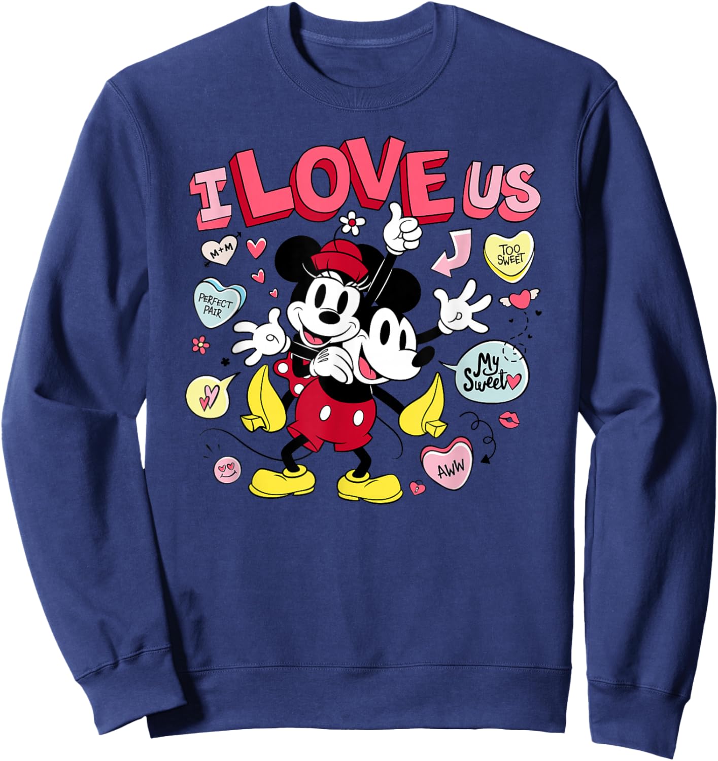 Disney Mickey & Minnie I Love Us Valentine's Day Retro Sweatshirt - Sweatshirt | Navy