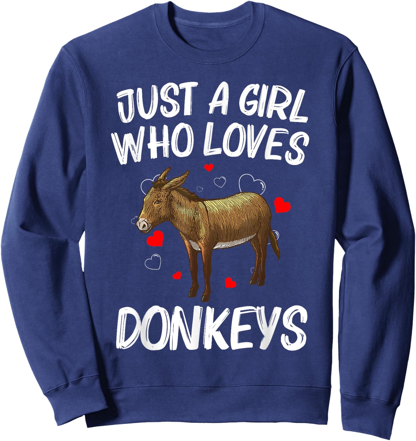 Funny Donkey Design Girls Mule Animal Farming Sweatshirt - Sweatshirt | Navy