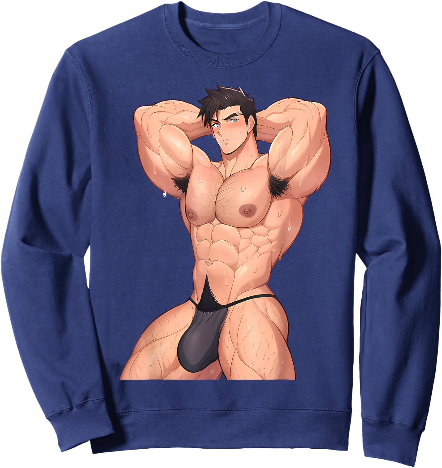 Bara Tiddies Barazoku Sexy Gay Male Art Erotic Bulge Yaoi Sweatshirt - Sweatshirt | Navy