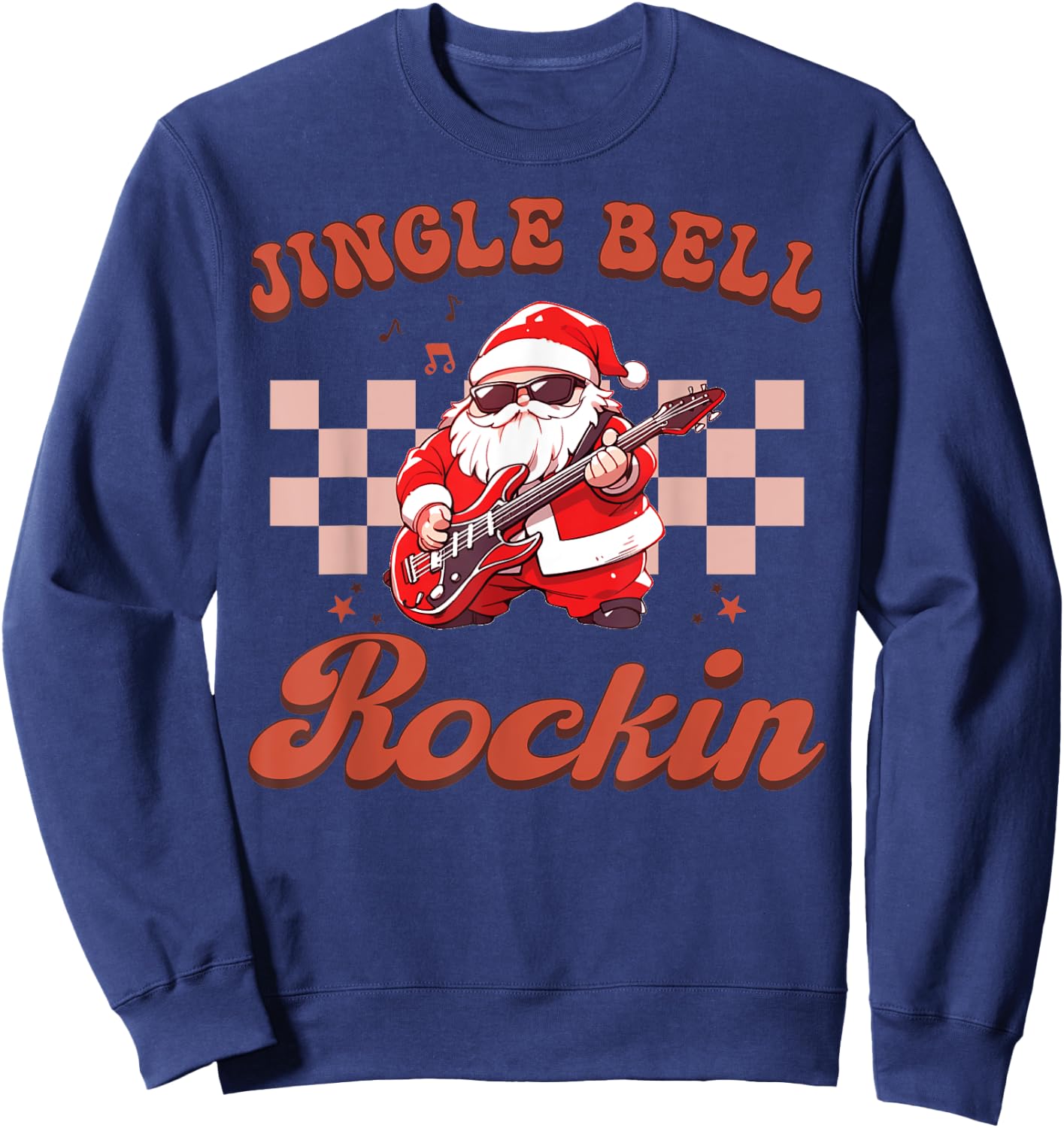 Jingle Bell Rocking Cute Christmas Rock n Roll Guitar Retro Sweatshirt - Sweatshirt | Navy