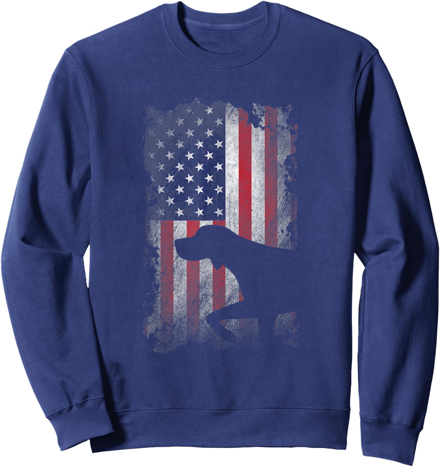 Patriotic German Shorthaired Pointer American Flag GSP Dog Sweatshirt - Sweatshirt | Navy