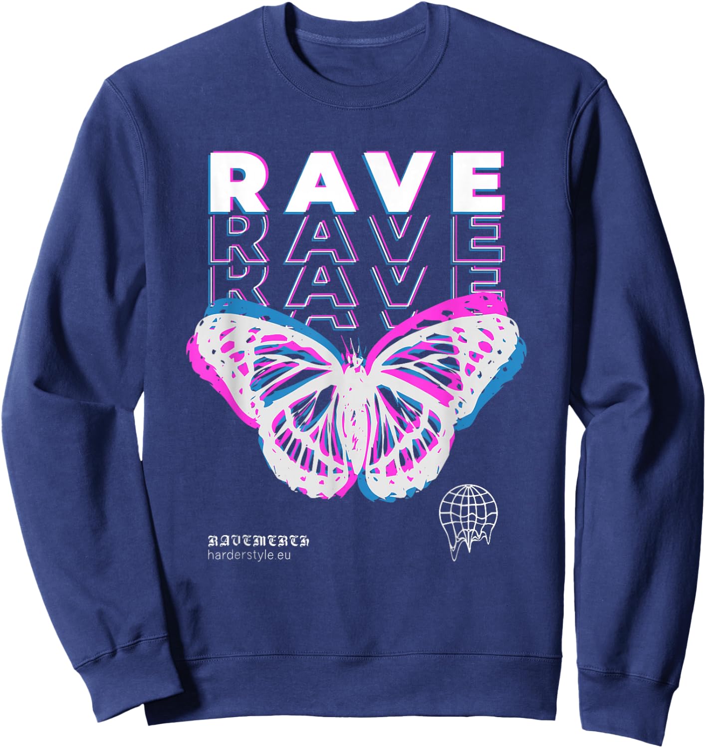 Rave Butterfly Techno Hardtechno Raving Sweatshirt - Sweatshirt | Navy
