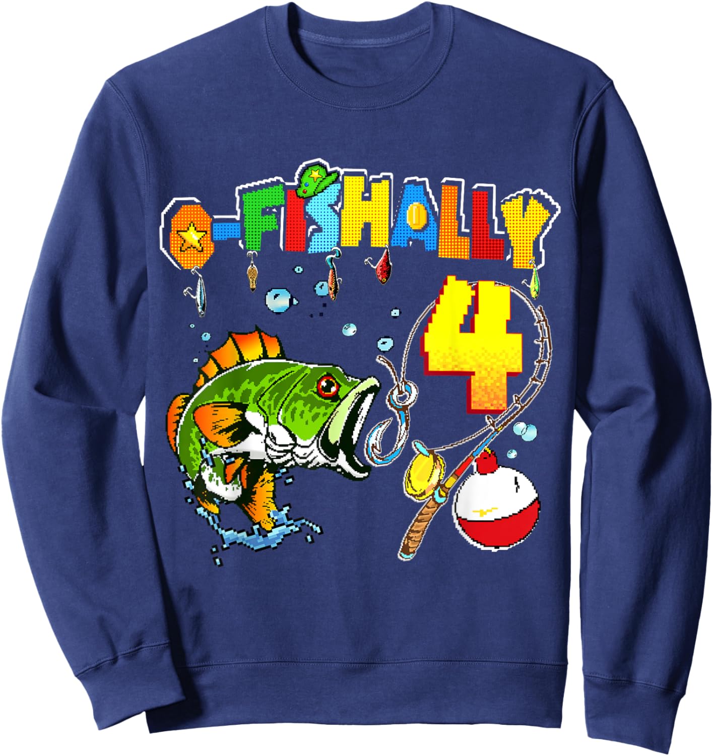 O’fishally 4 Kids 4th Birthday Theme For Boys And Girls Sweatshirt - Sweatshirt | Navy