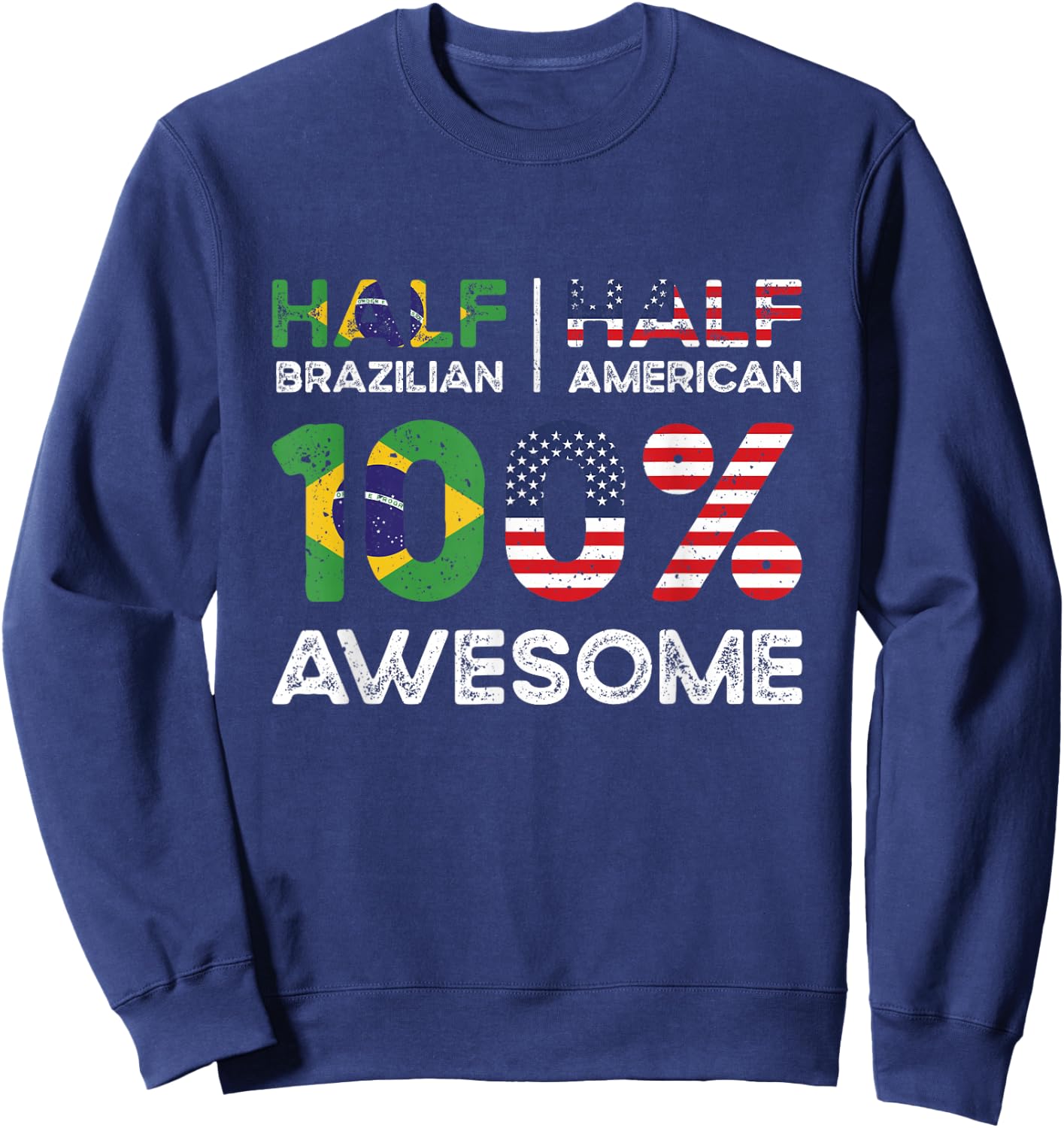 Brazilian American Patriot USA Grown Brazil US Flag Sweatshirt - Sweatshirt | Navy