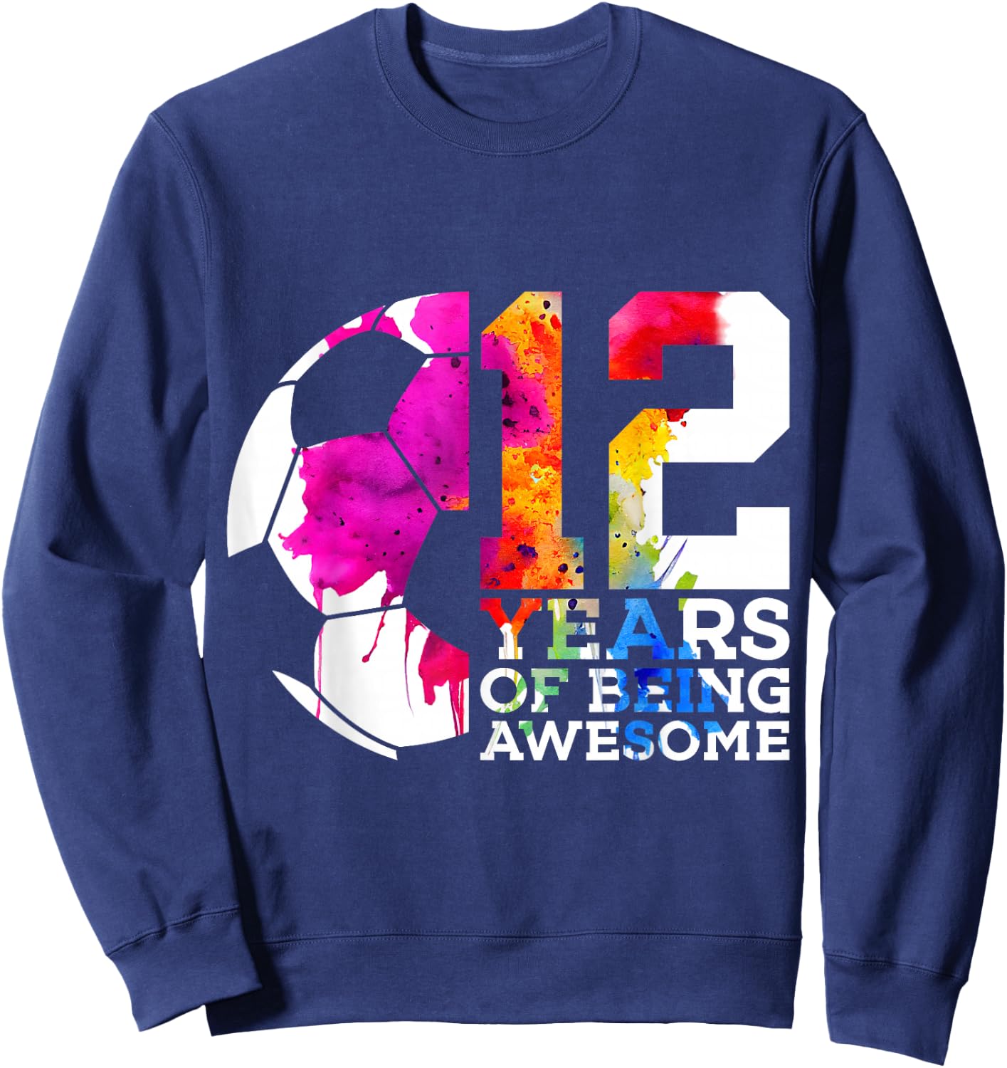 12 Years of Being Awesome Football 12th Birthday Sweatshirt - Sweatshirt | Navy