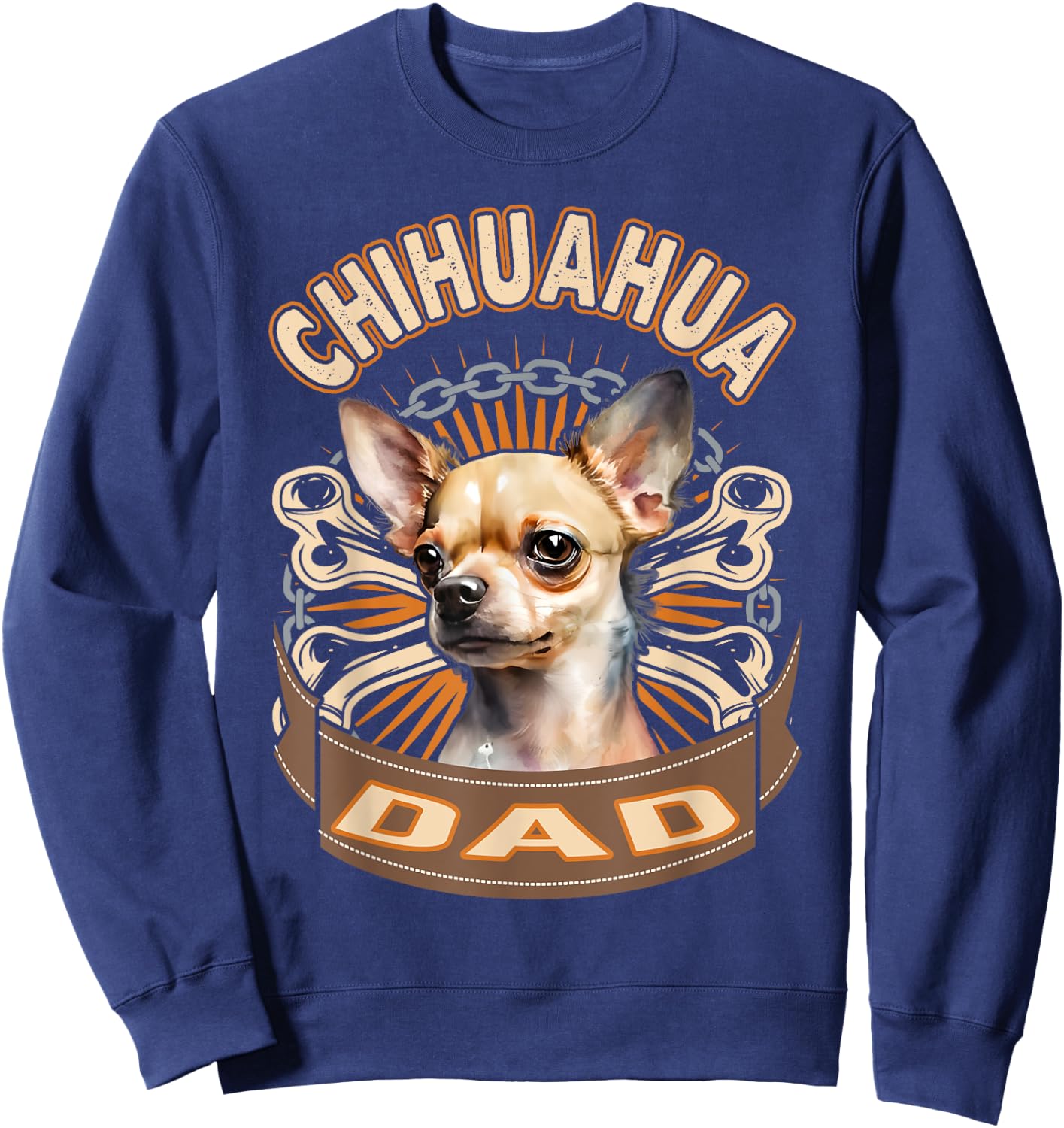 Retro Vintage Chihuahua Dad Funny Chihuahuas Pet Owners Gift Sweatshirt - Sweatshirt | Navy