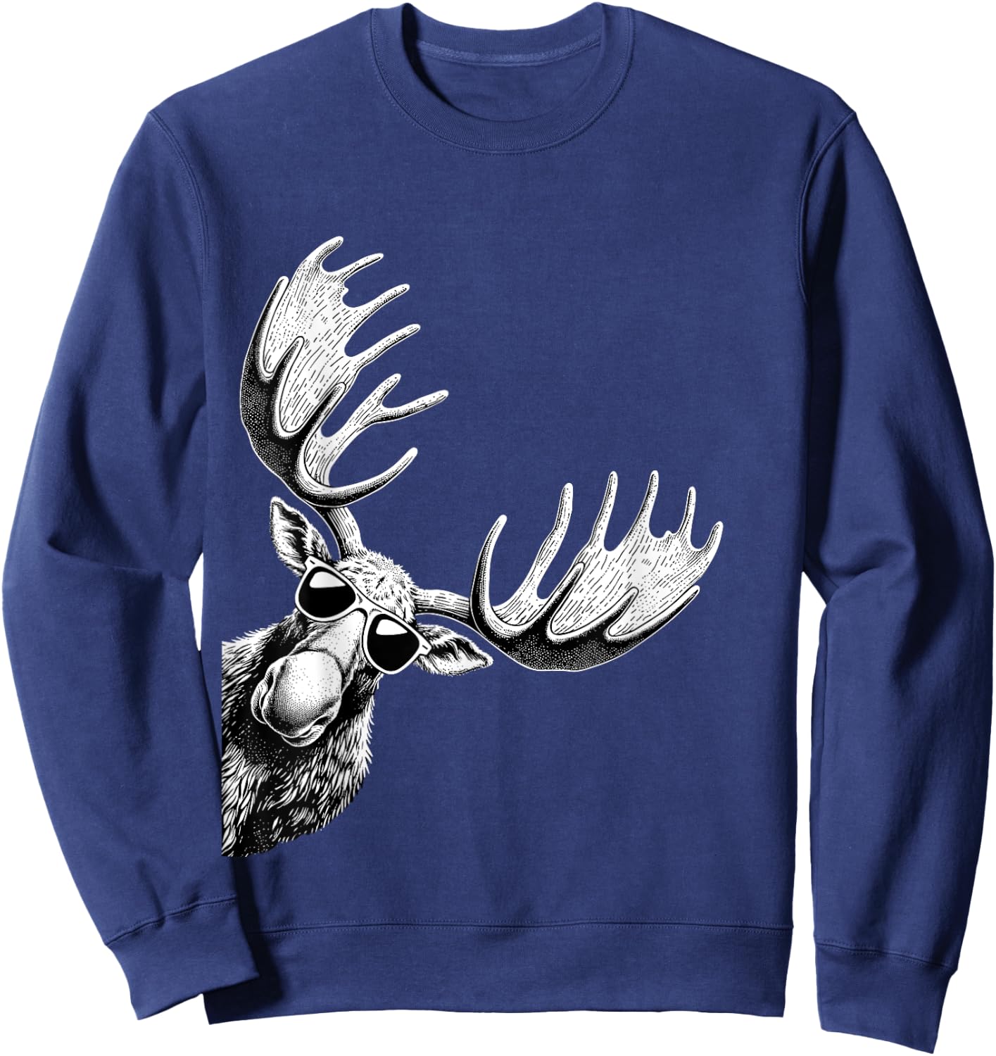 Funny Moose Wearing Sunglasses Alaska Moose Lovers Sweatshirt - Sweatshirt | Navy