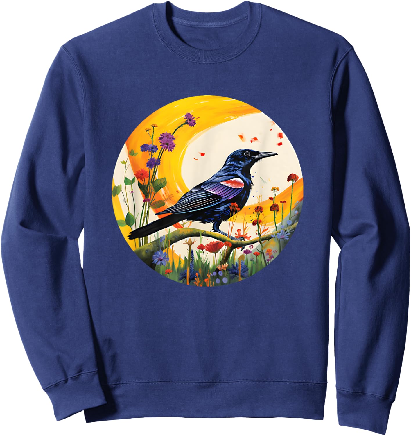 Backyard Birder Watching Watchers Birding Redwing Blackbird Sweatshirt - Sweatshirt | Navy