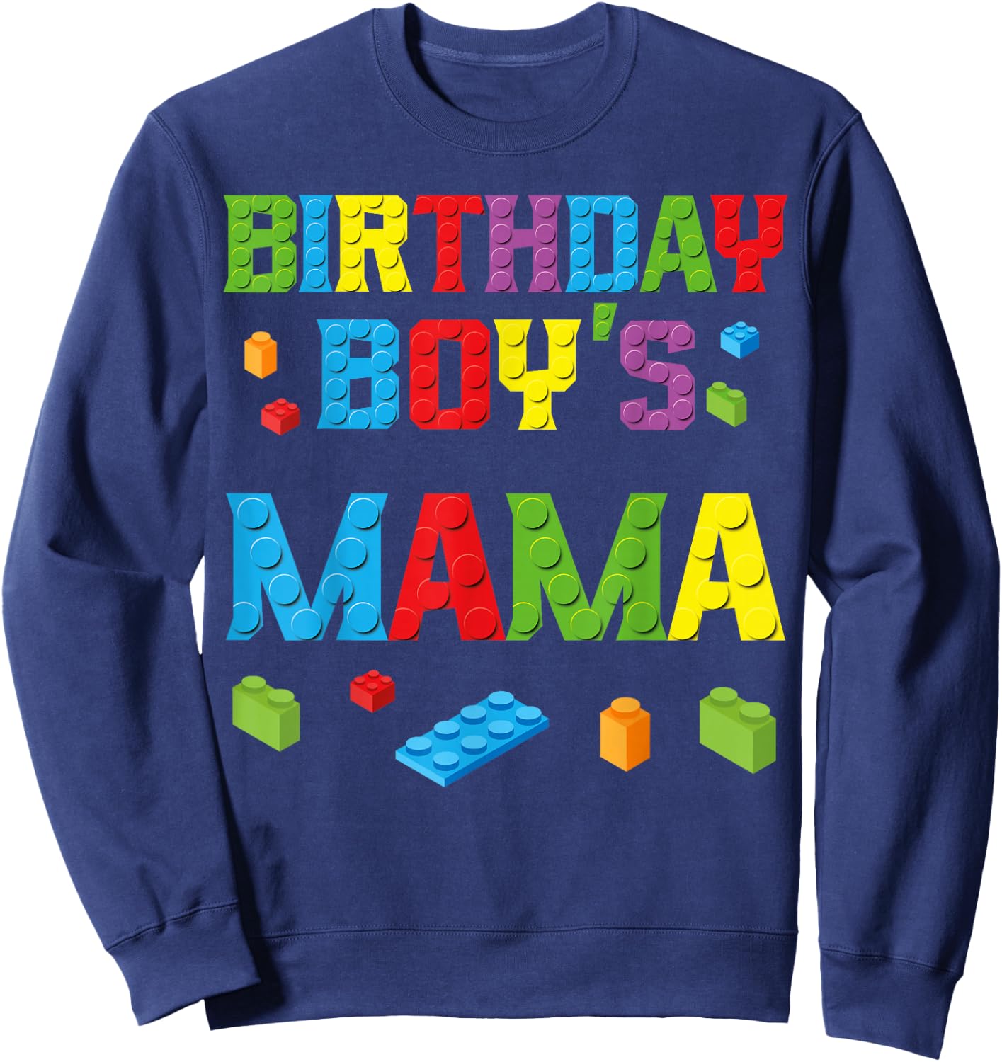 Master Builder Birthday Boy's Mama Building Bricks Blocks Sweatshirt - Sweatshirt | Navy
