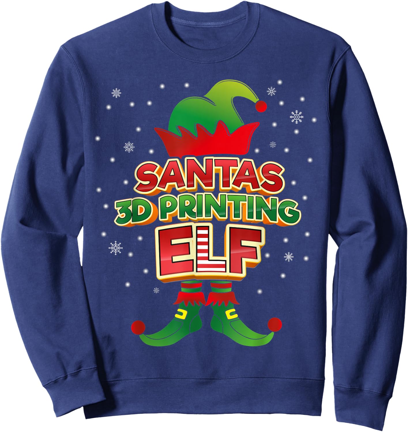 3D Printing Elf Christmas Matching Costumes X-Mas Sweatshirt - Sweatshirt | Navy