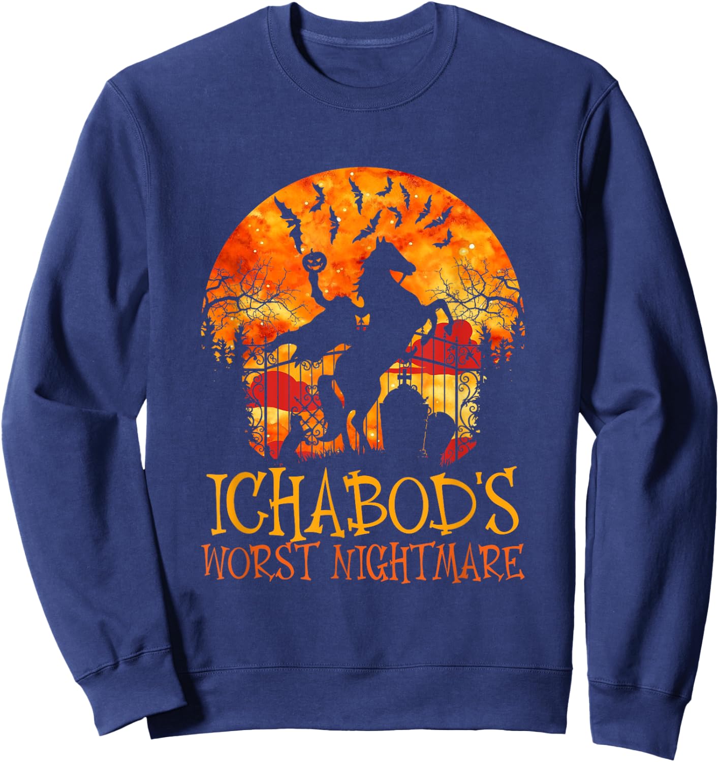 Ichabod's Worst Nightmare, Headless Horseman Halloween Sweatshirt - Sweatshirt | Navy