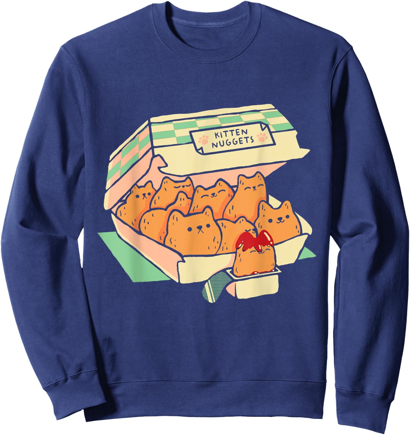 Kitten Nuggets Fast Food Cat Cute Chicken Nugget Lover Sweatshirt - Sweatshirt | Navy