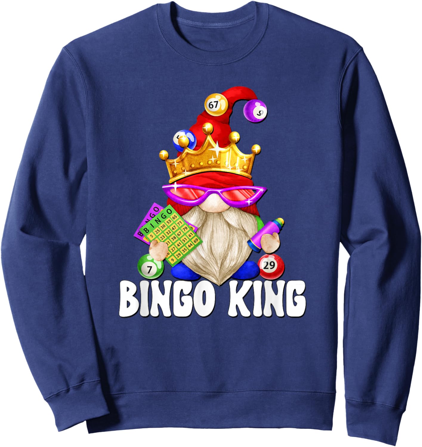 Funny Bingo Player Accessories Grandpa Bingo King Sweatshirt - Sweatshirt | Navy