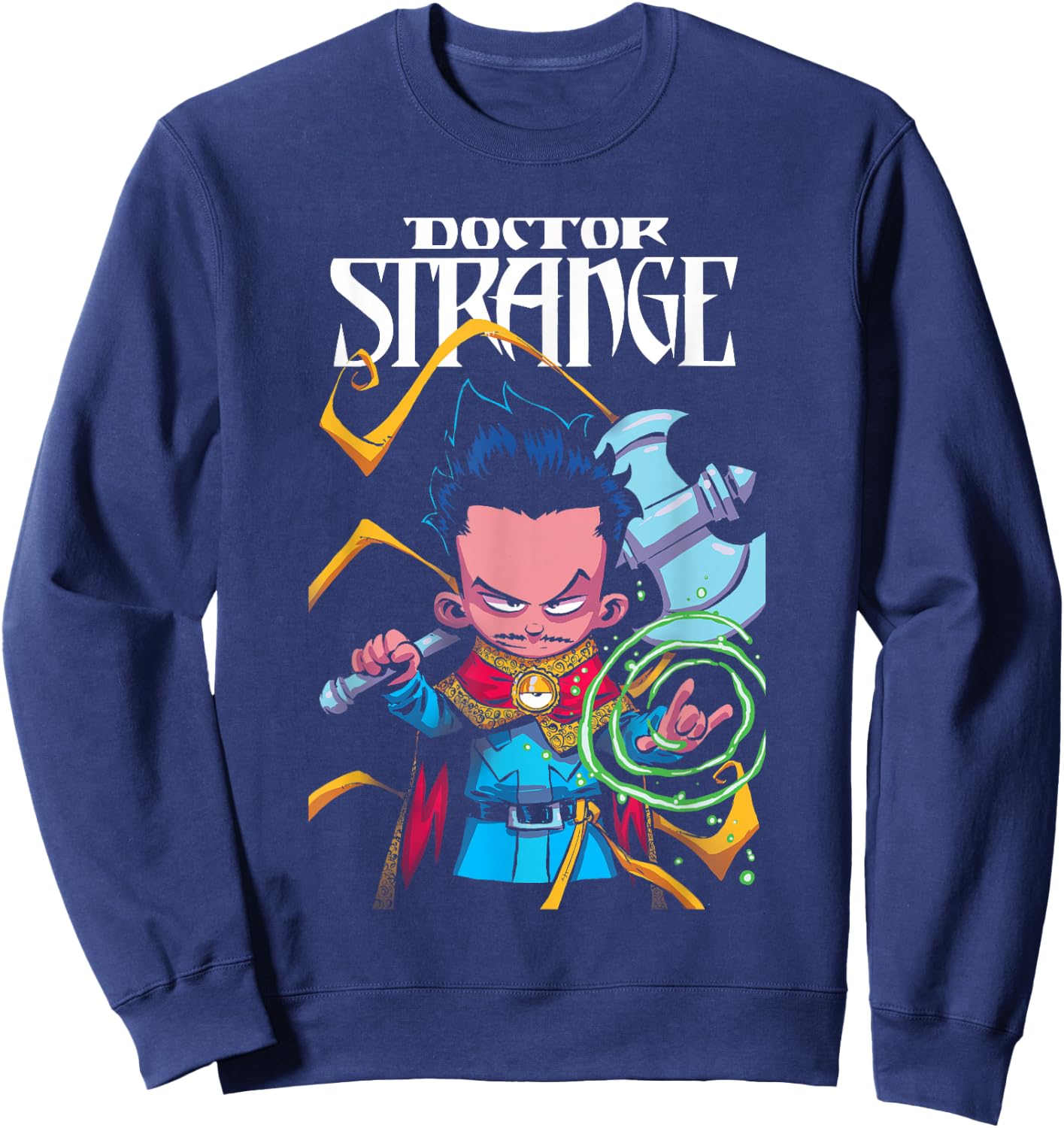 Marvel Comics Retro Classic Dr. Strange Cartoon Chibi Poster Sweatshirt - Sweatshirt | Navy