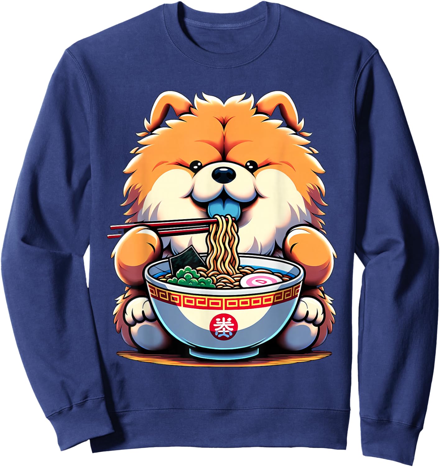 Kawaii Anime Chow Chow Dog Ramen Sweatshirt - Sweatshirt | Navy