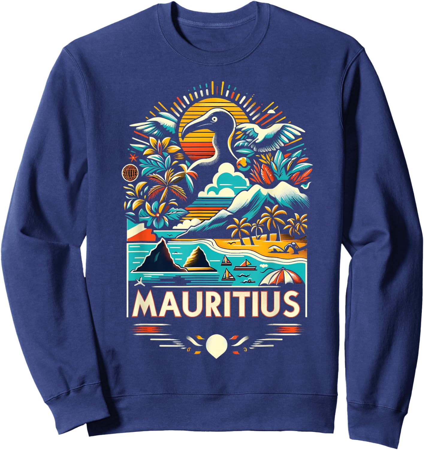 Mauritius Africa Vintage Art Sweatshirt - Sweatshirt | Navy