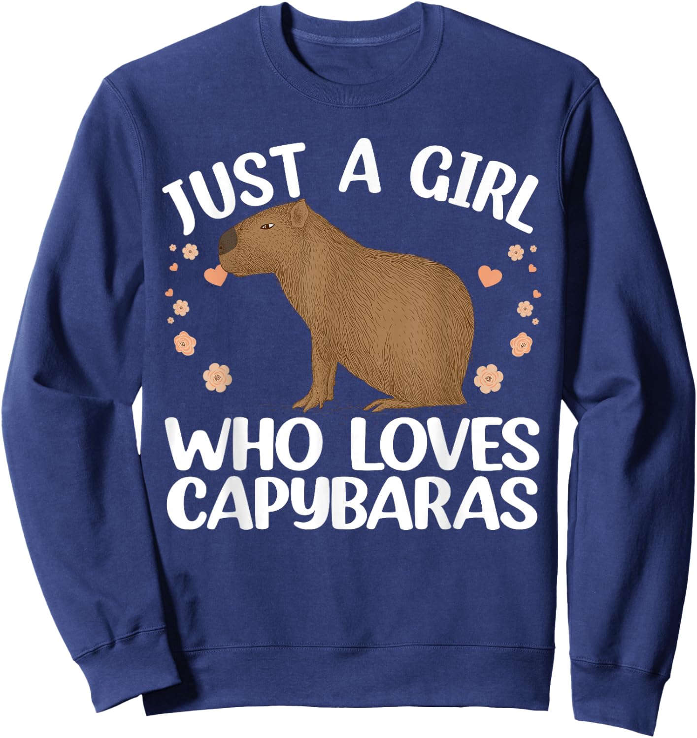Cool Capybara Design Girls Rodent Animal Capybara Small Sweatshirt - Sweatshirt | Navy