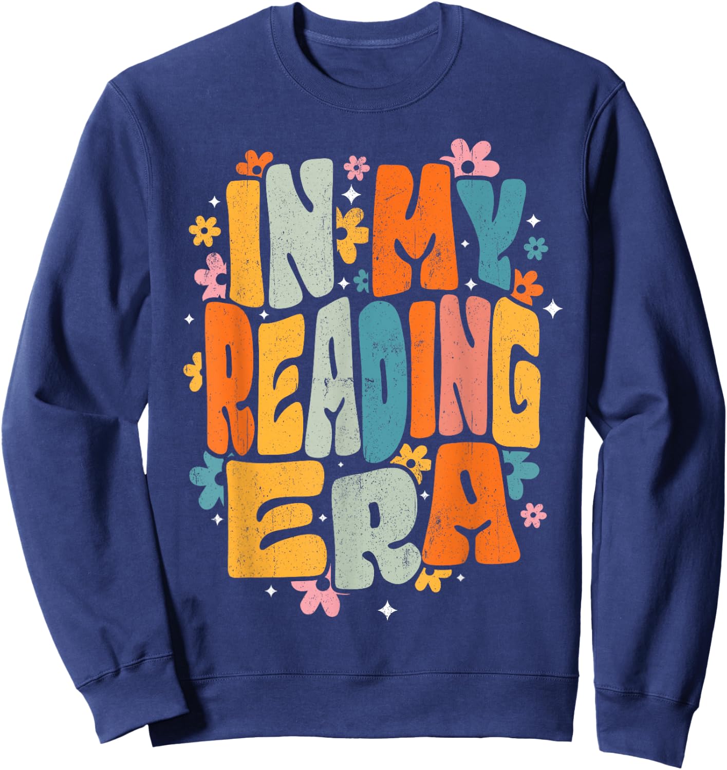 InGENIUS Reading Enthusiast Shirts & Gifts Groovy Reader Librarian Teacher Book Lover Sweatshirt - Sweatshirt | Navy