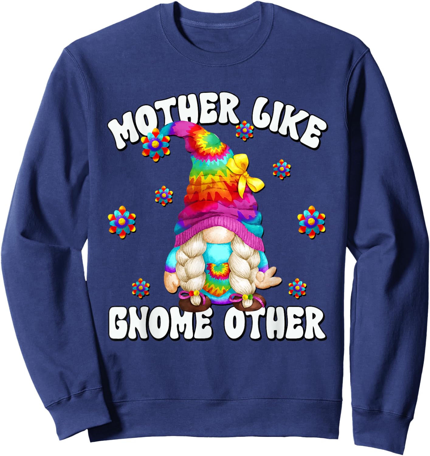 Tie Dye Hippie Grandma Gnome Graphic Hippie Mom Sweatshirt - Sweatshirt | Navy