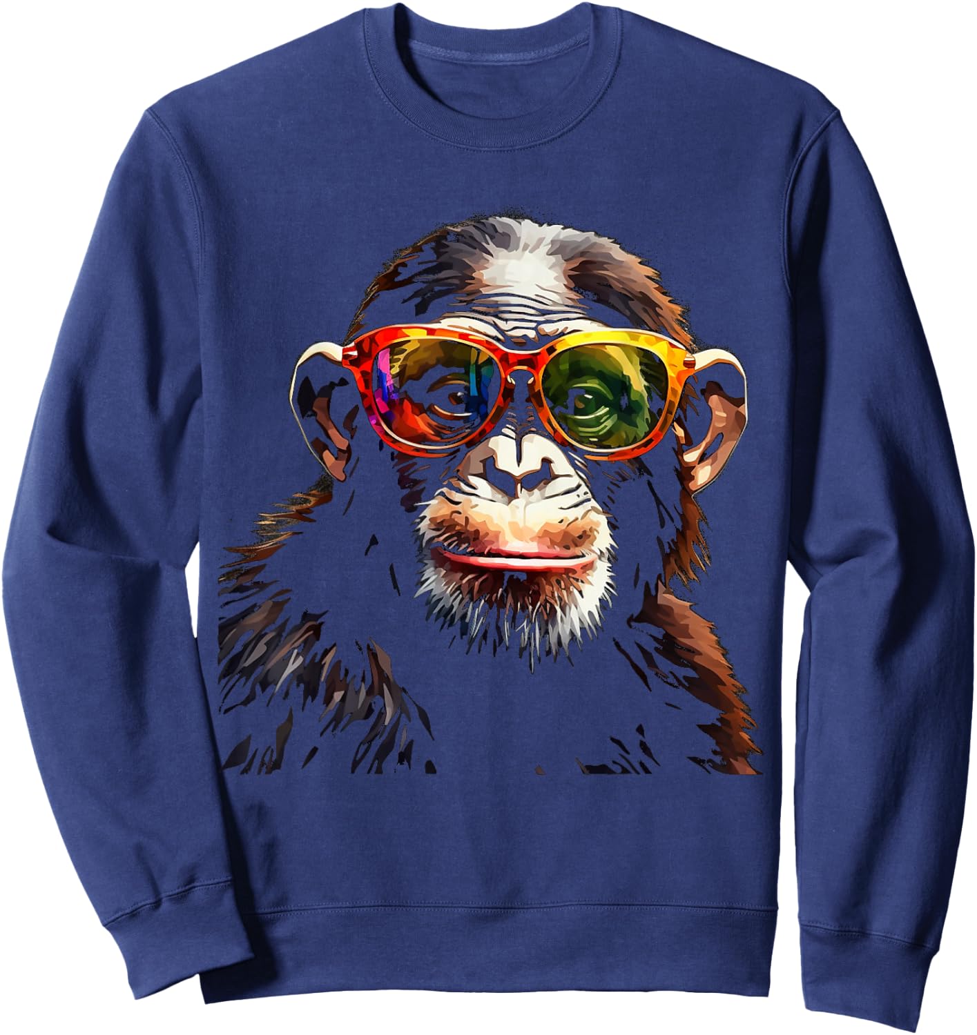 Monkey Sunglasses Animal Zoo Colourful Art Monkey Sweatshirt - Sweatshirt | Navy