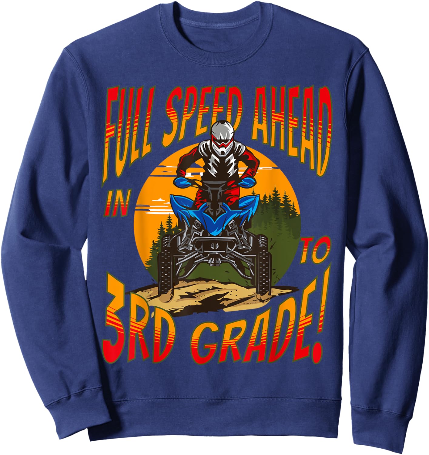 Back To School 2024 Boys Quad Happy First Day Of 3rd Grade Sweatshirt - Sweatshirt | Navy