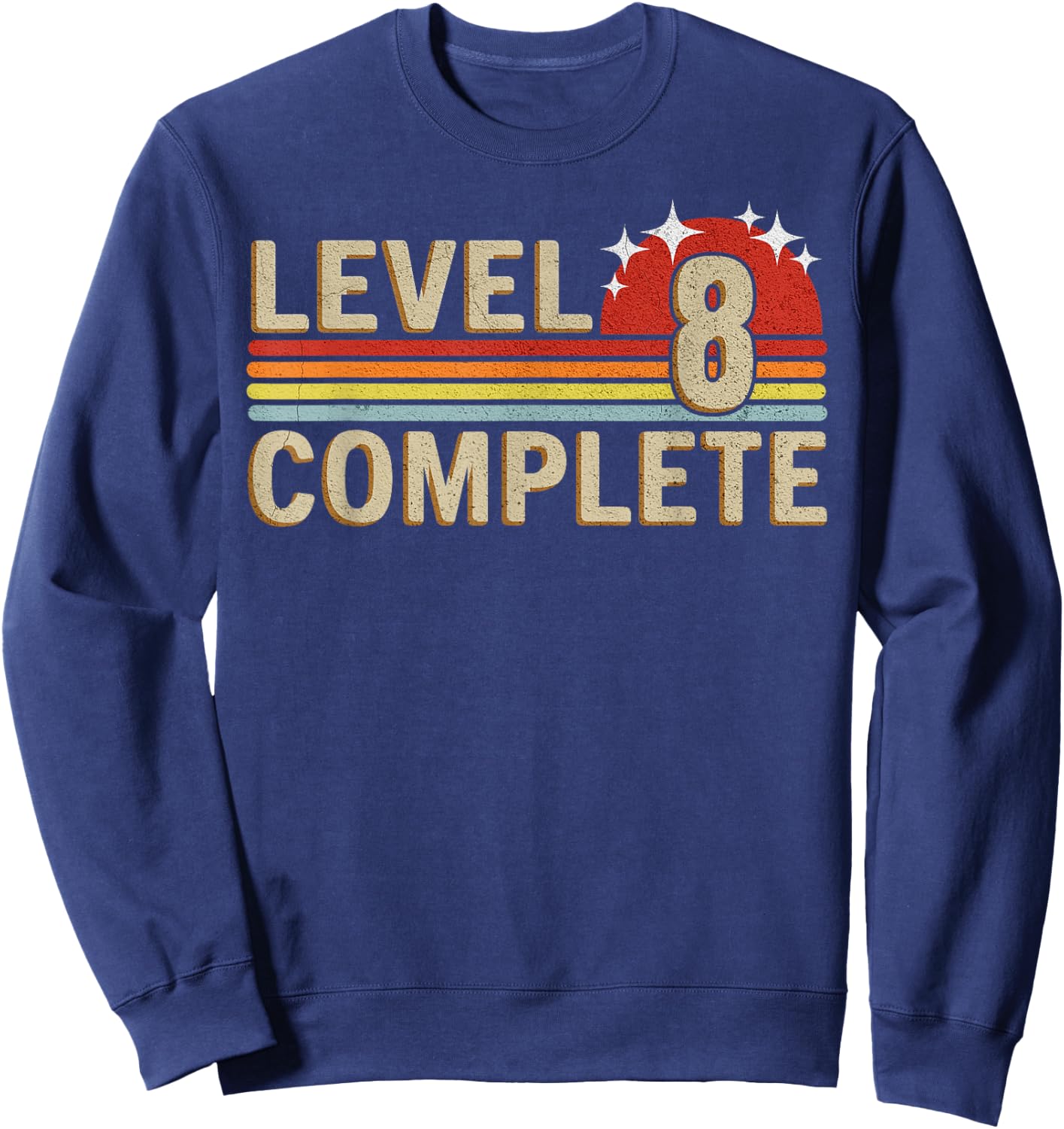 Level 8 Complete Gaming Vintage 8 Years Wedding Anniversary Sweatshirt - Sweatshirt | Navy