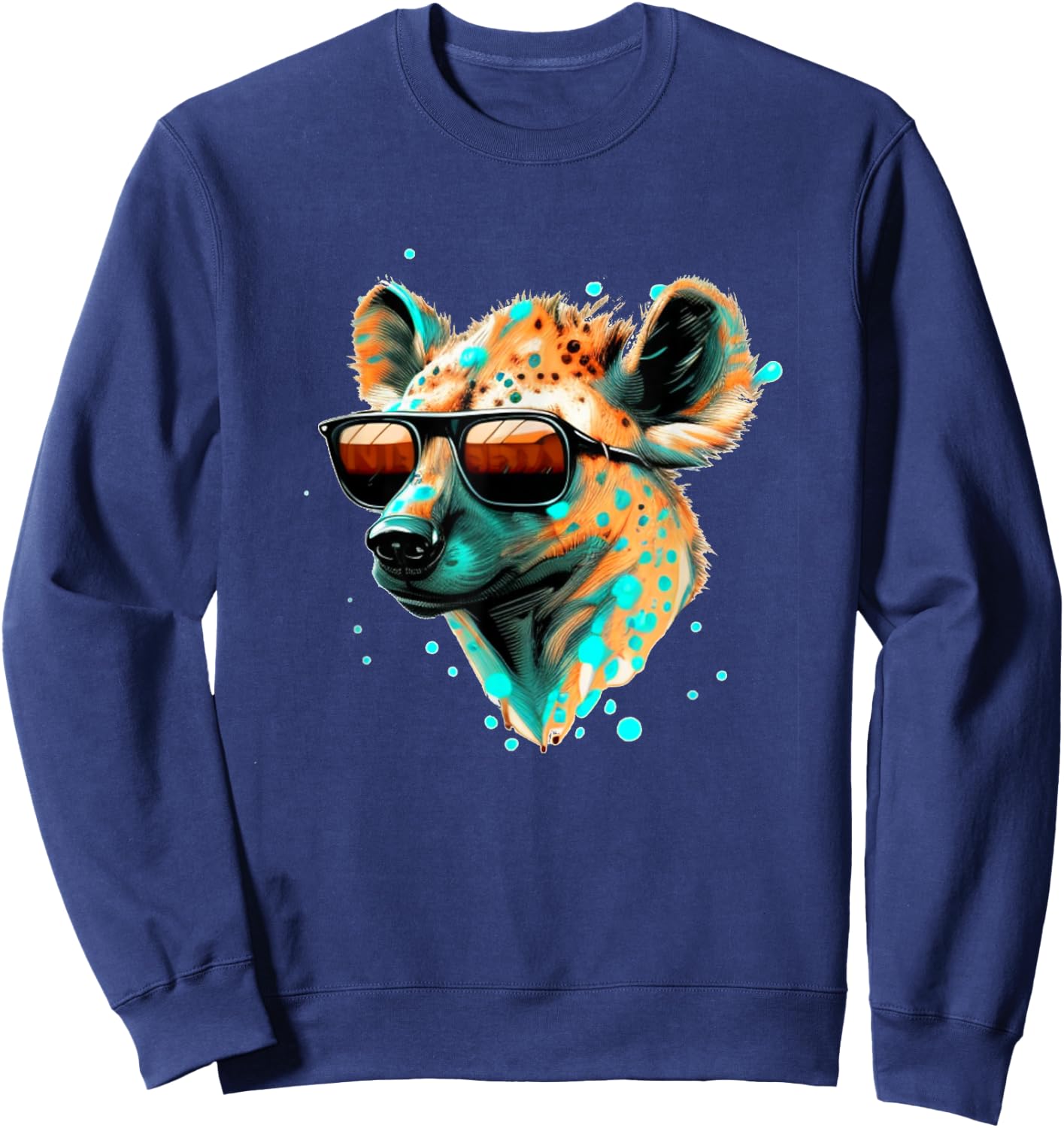 Funny looking Hyena Face with Sunglasses Sweatshirt - Sweatshirt | Navy