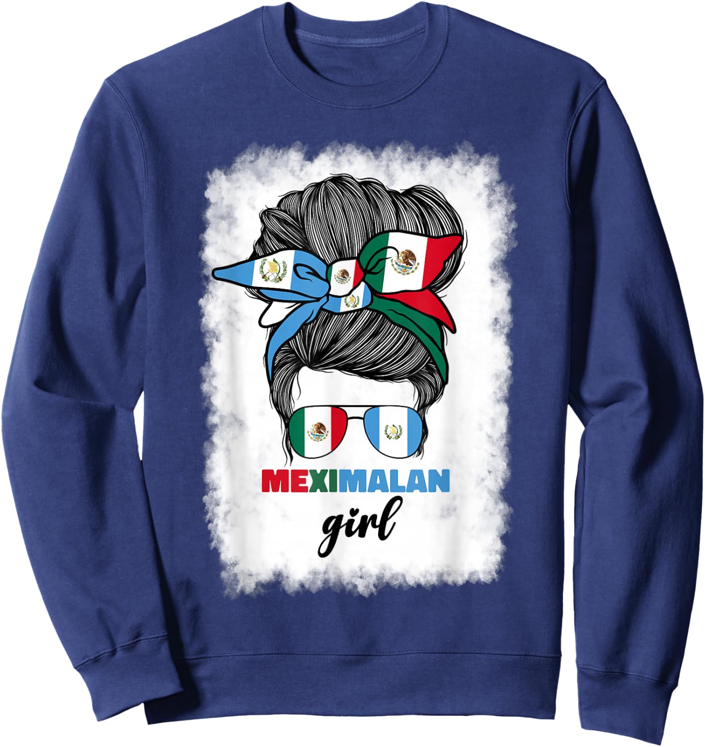 Half Mexican And Guatemalan Mexico Guatemala Flag Girl Women Sweatshirt - Sweatshirt | Navy