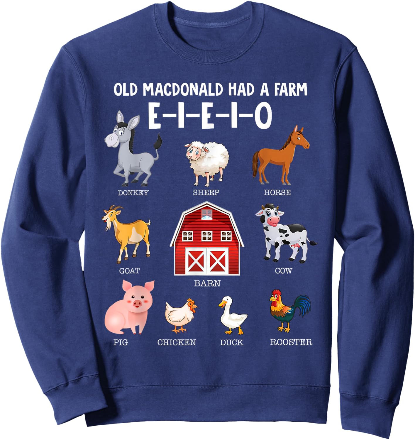 Toddler Kids Farm Animals Old MacDonald Had a Farm E-I-E-I-O Sweatshirt - Sweatshirt | Navy