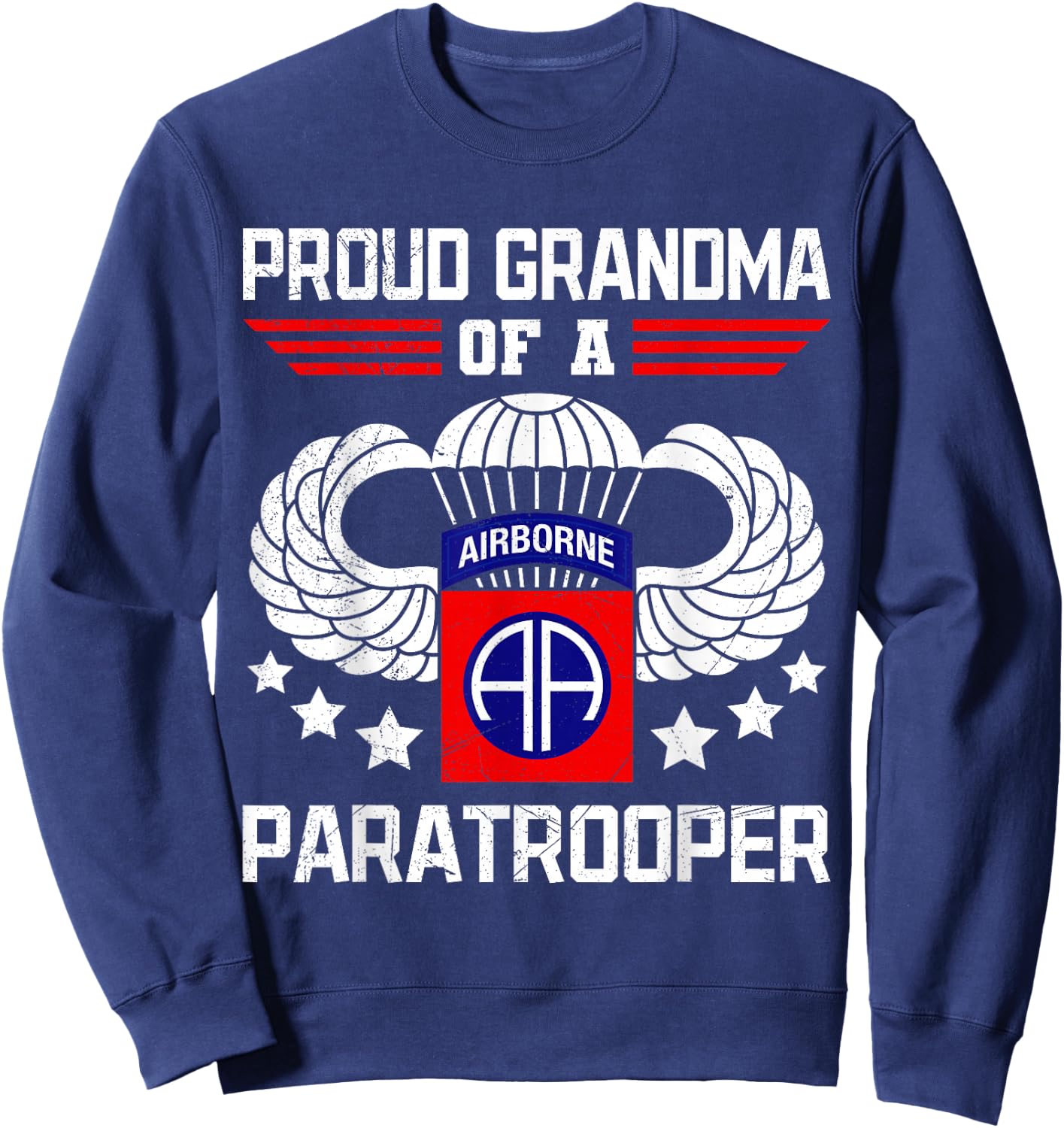 Proud Grandma Airborne Veteran Paratrooper USA Veterans Sweatshirt - Sweatshirt | Navy