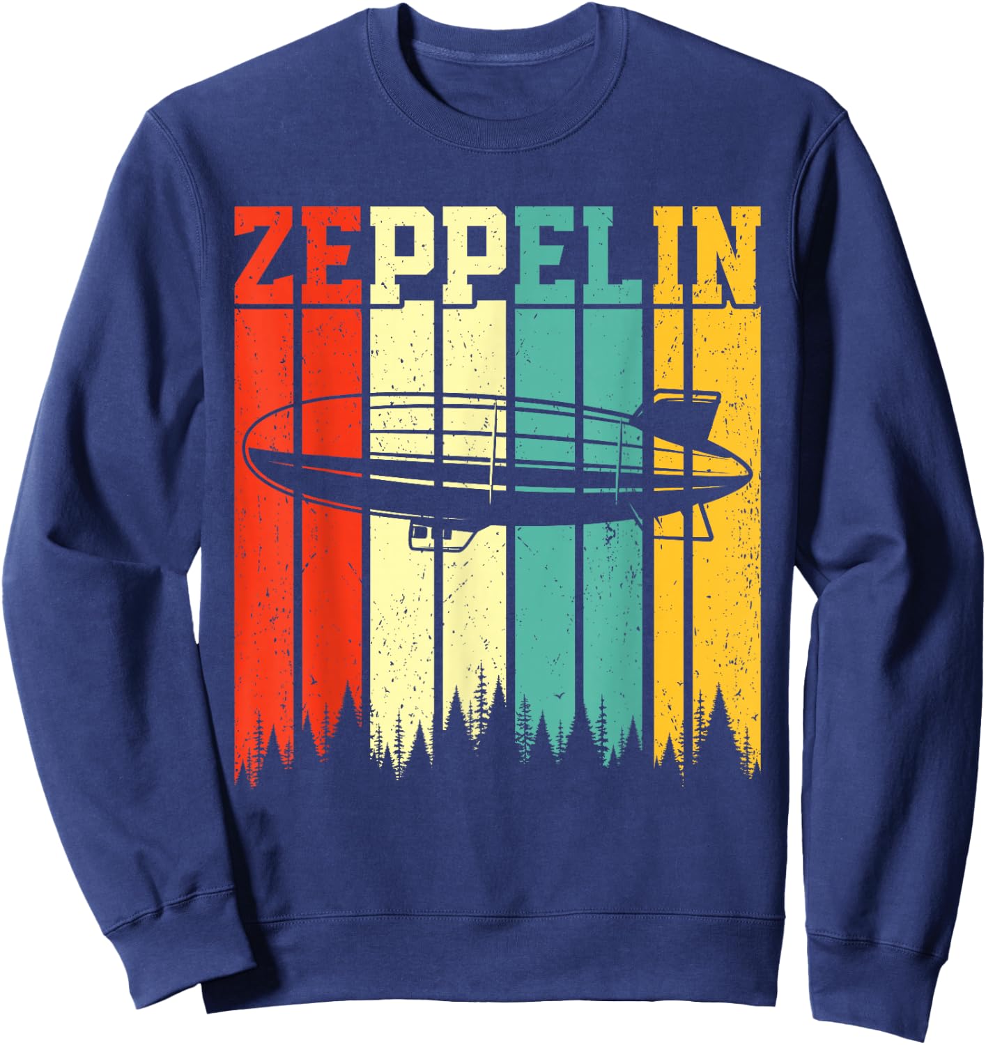Retro Zeppelin 70s 80s Dirigible Airship Zepelin Zepplin Sweatshirt - Sweatshirt | Navy