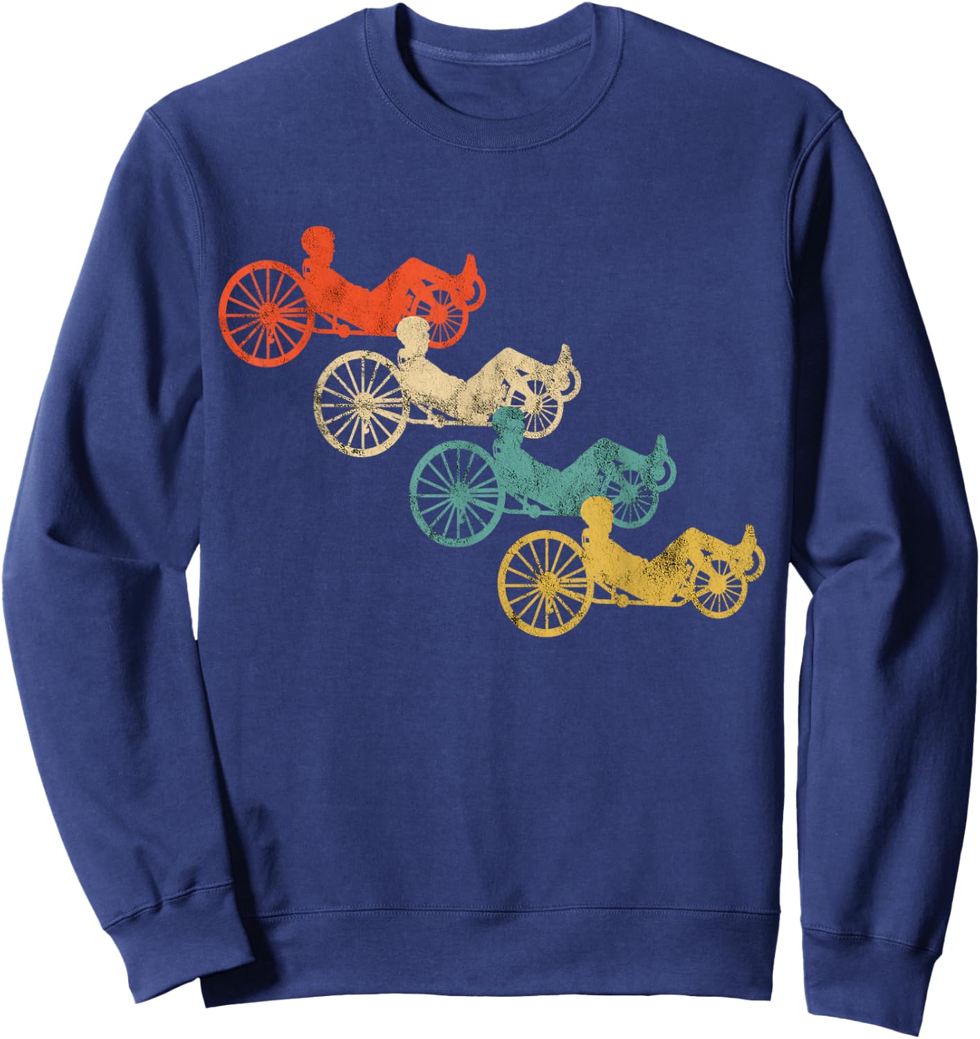 Retro Vintage Recumbent Bike Cyclist Recumbent Trike Cycling Sweatshirt - Sweatshirt | Navy