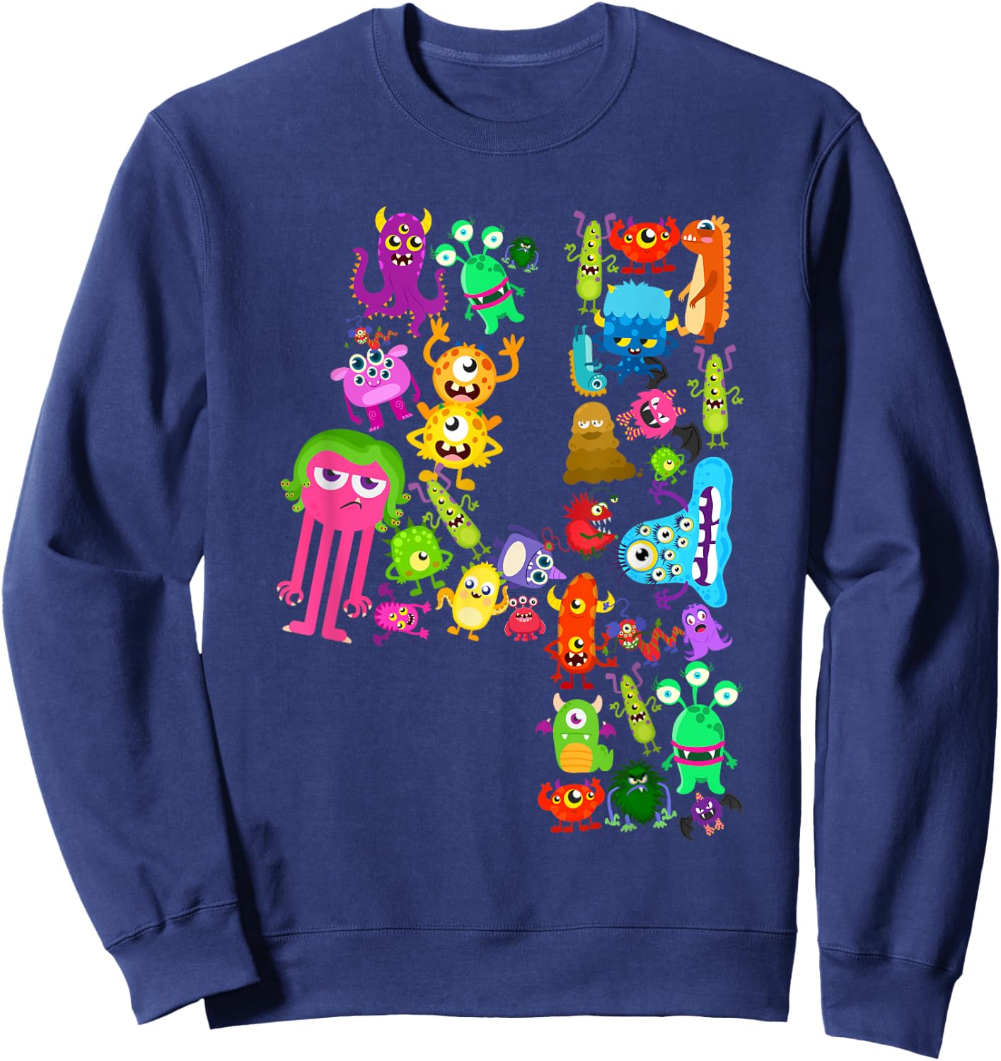 Little Monster 4 Four Years Kids 4th Birthday Party Monsters Sweatshirt - Sweatshirt | Navy