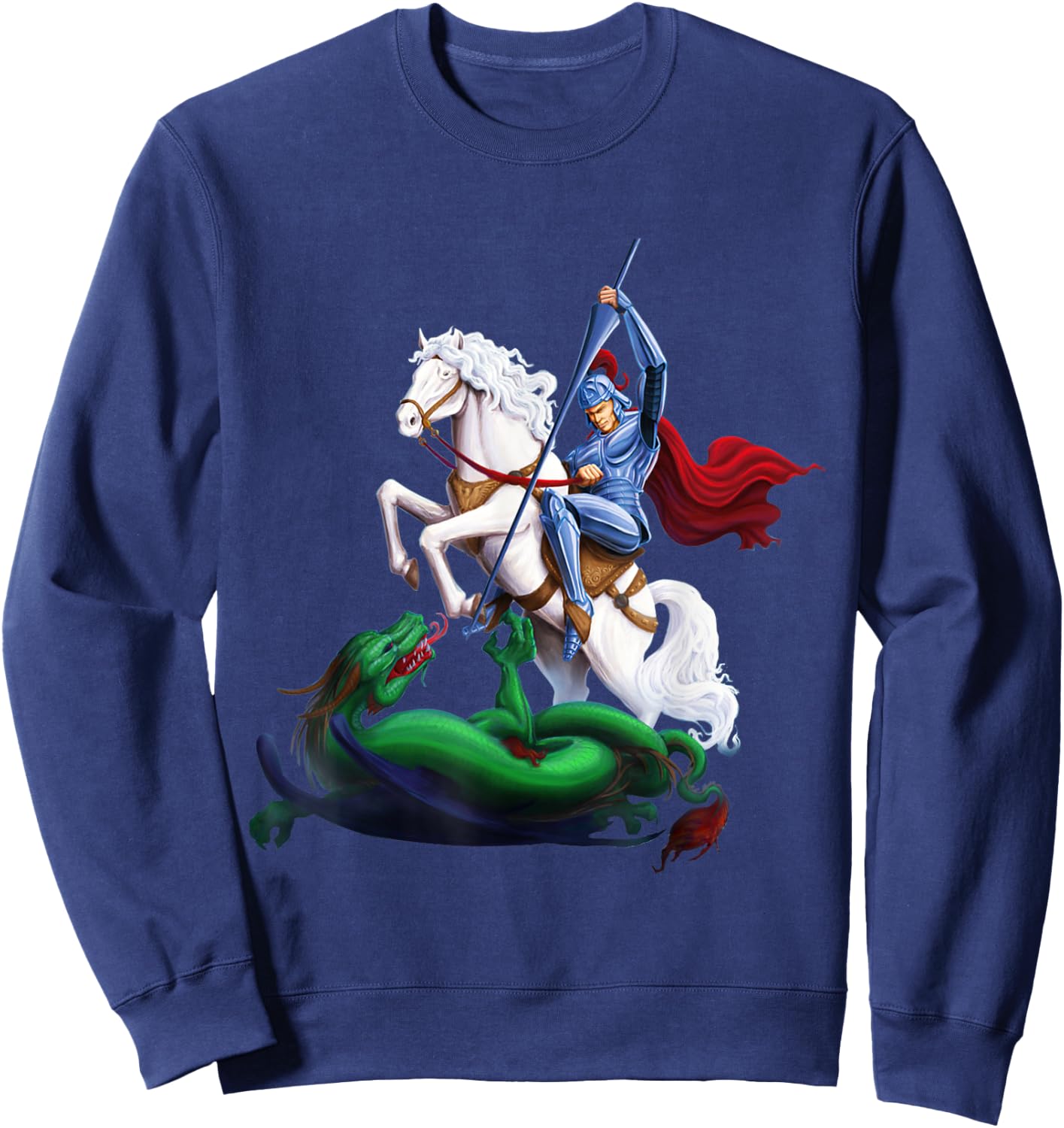 St. George and the Dragon England Catholic Saints Pray Sweatshirt - Sweatshirt | Navy
