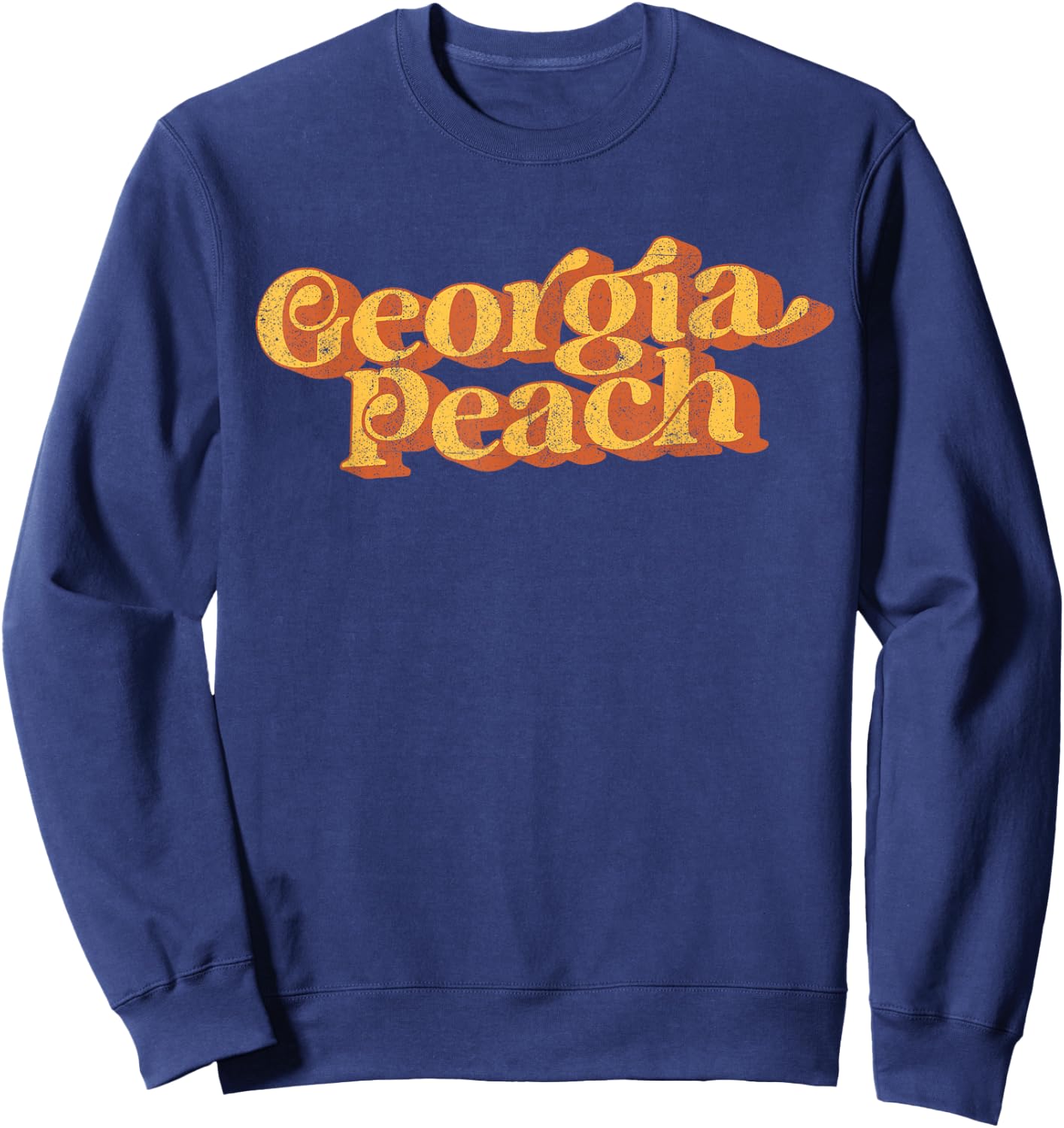 Vintage Georgia Peach Funny Cute Retro 70's Summer Women's Sweatshirt - Sweatshirt | Navy