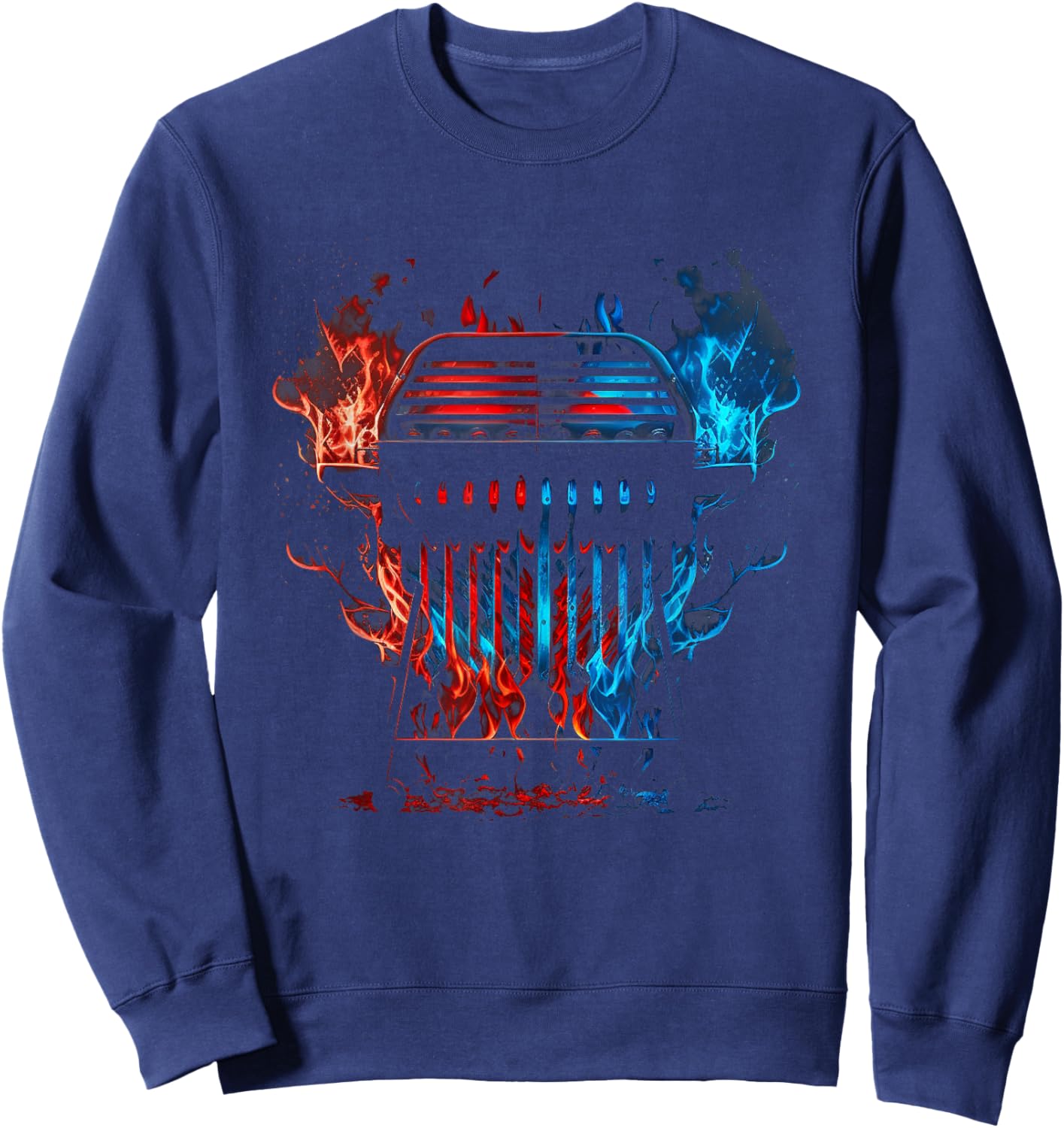 Smoker Flames Father'S Day Grill Master Dad Retro Grill Sweatshirt - Sweatshirt | Navy