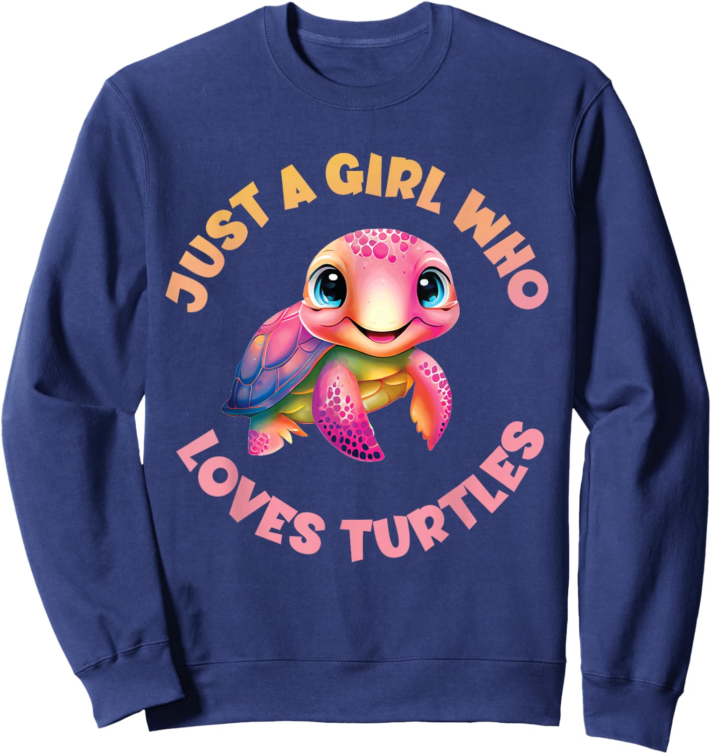 Girl's Cute Sea Turtle Kawaii Just A Girl Who Loves Turtles Sweatshirt - Sweatshirt | Navy