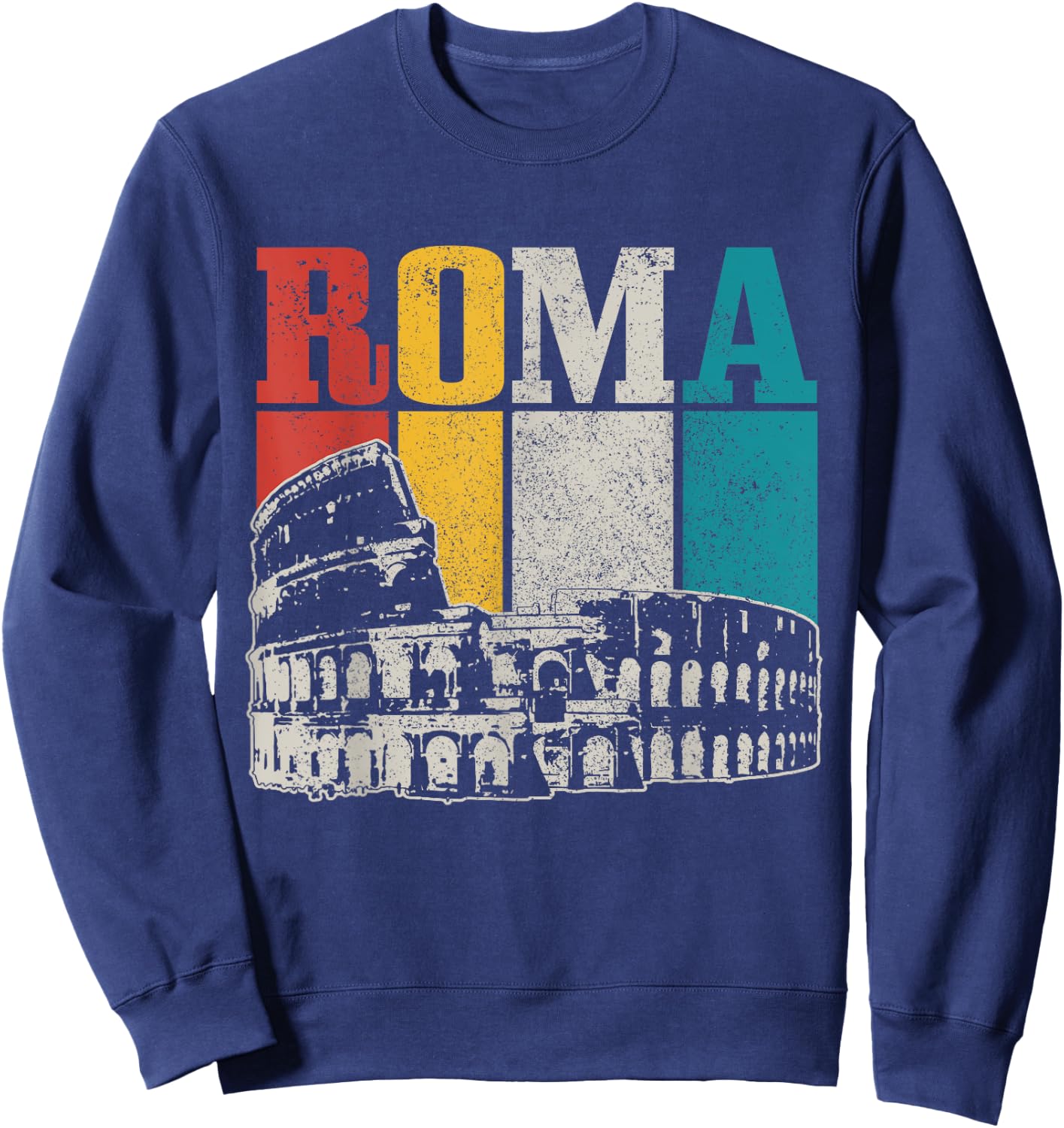 Rom Italy Roma Italia Colosseum Vintage Italian Sweatshirt - Sweatshirt | Navy