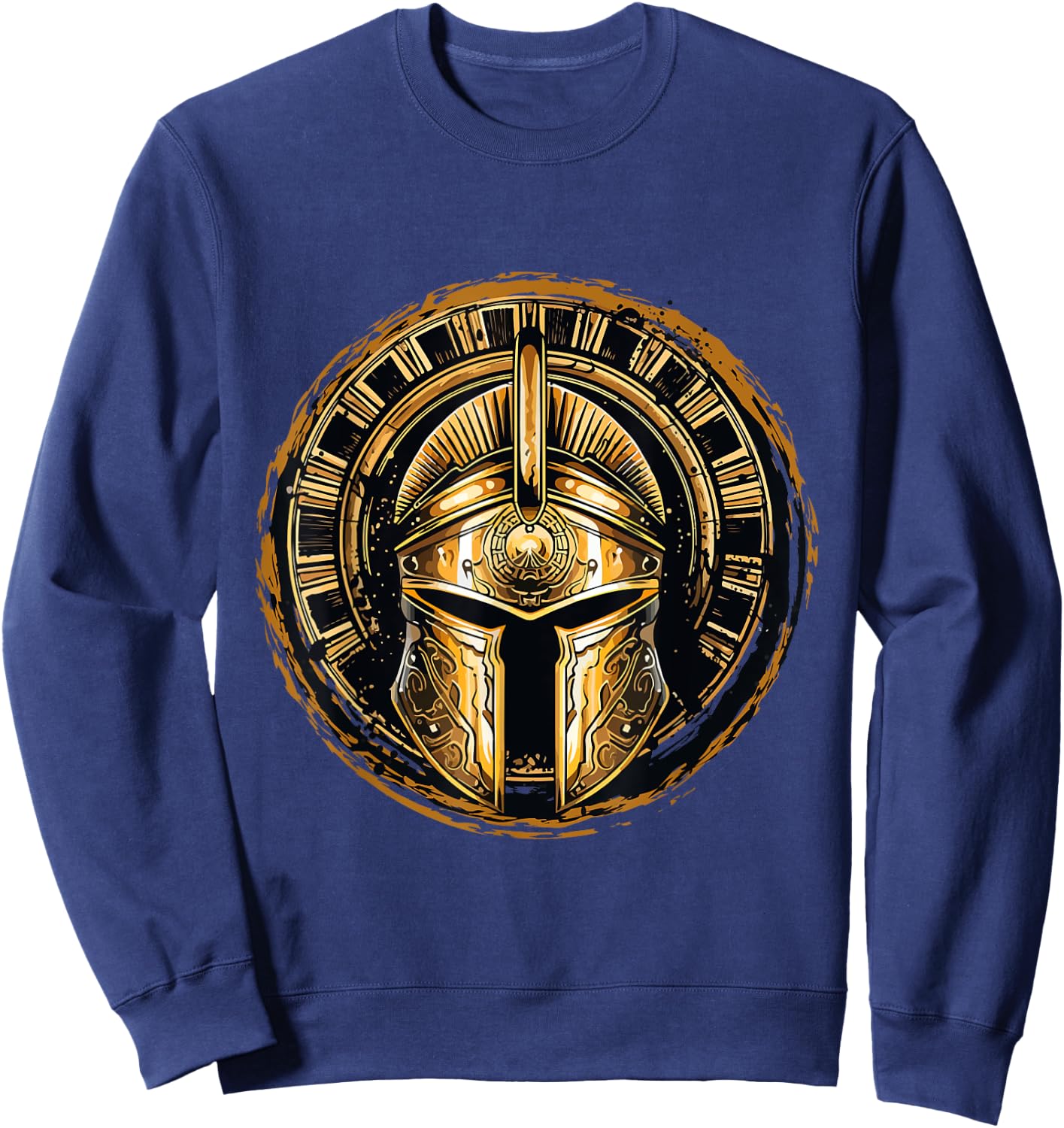 Golden Spartan Helmet | Gladiator Gym Spartans Warrior Sweatshirt - Sweatshirt | Navy