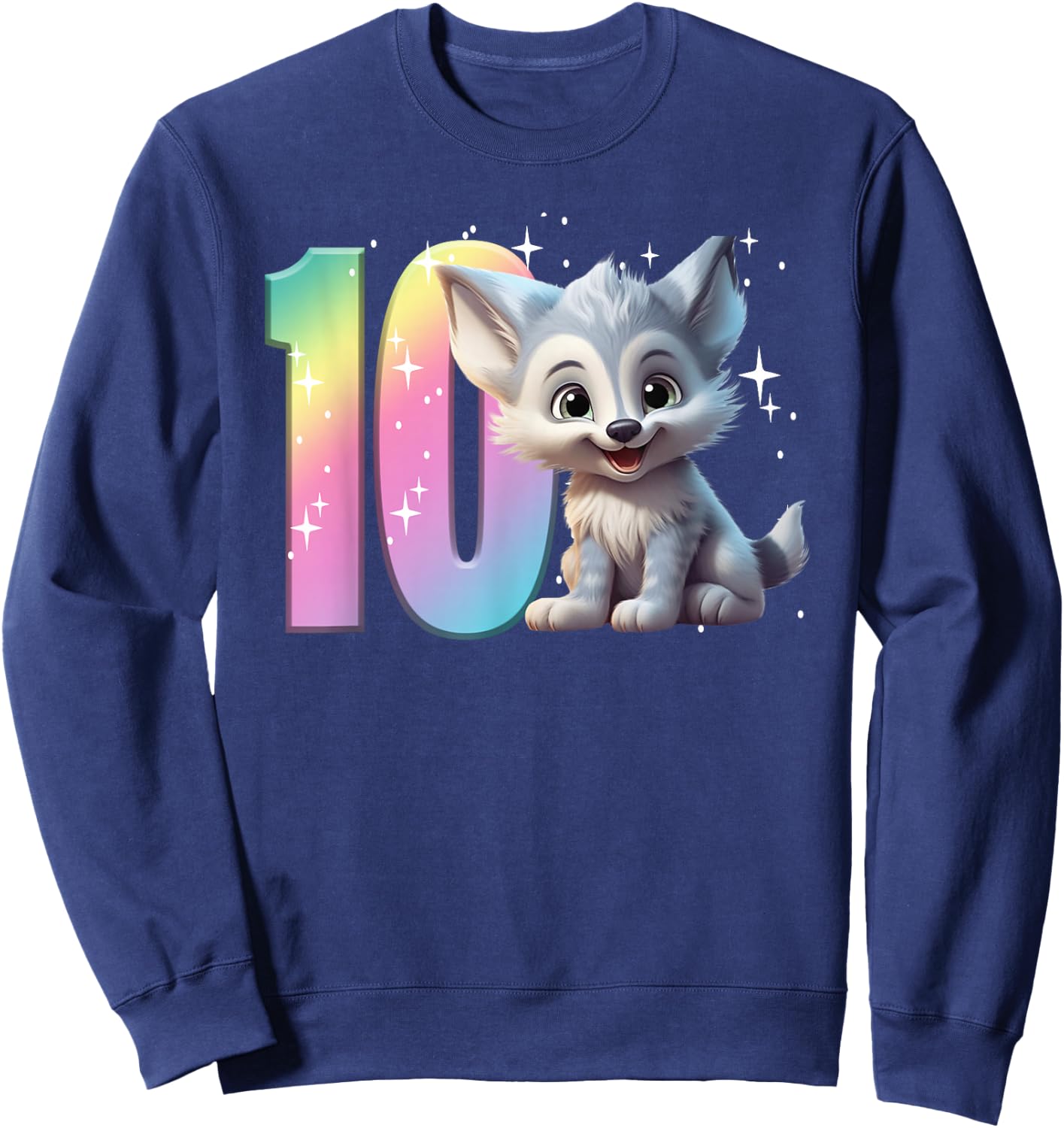 10th Birthday Wolf Shirt Birthday Girl Double Digits Wolves Sweatshirt - Sweatshirt | Navy