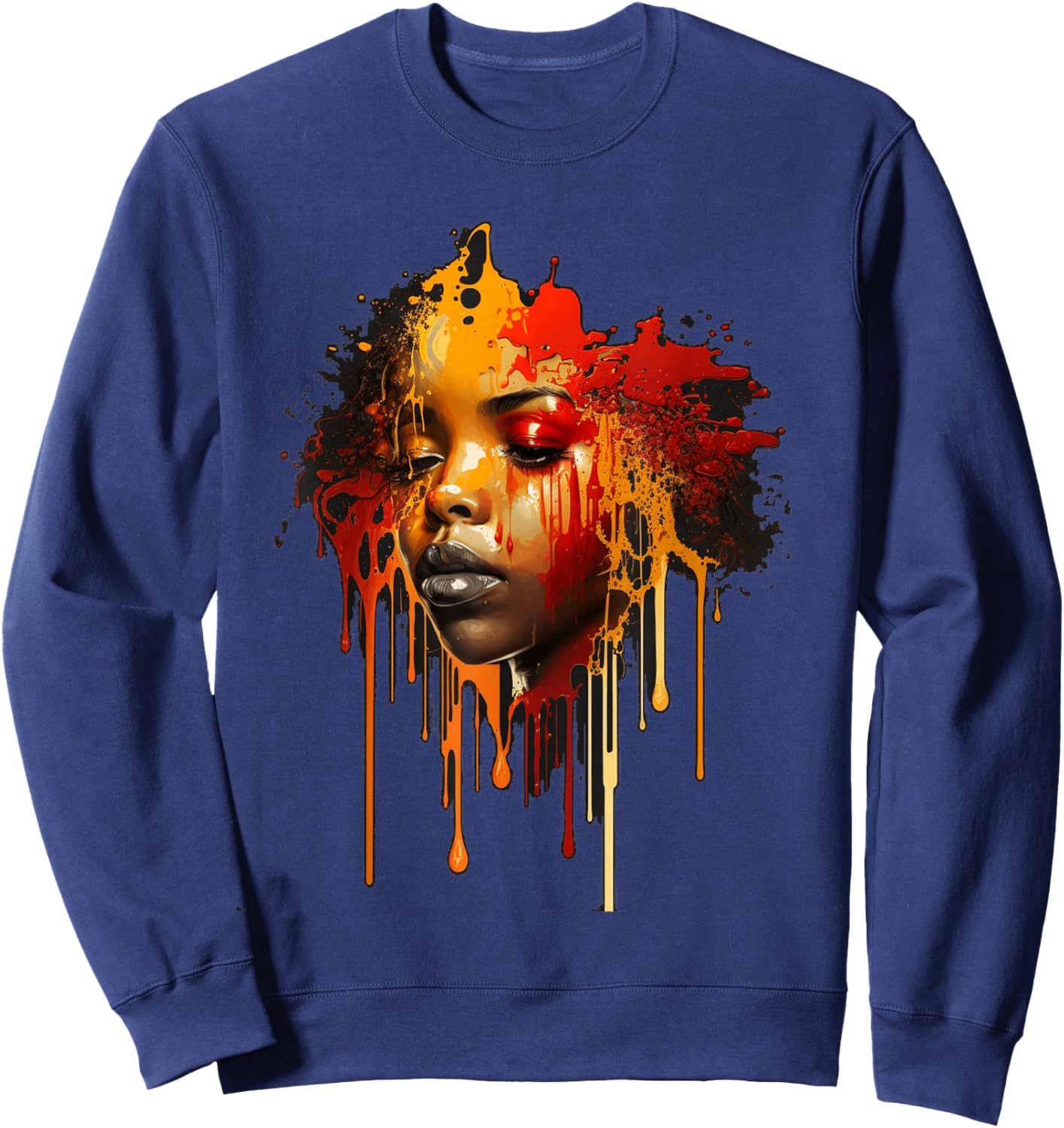Black Queen Melanin Dripping Art Black History Sweatshirt - Sweatshirt | Navy