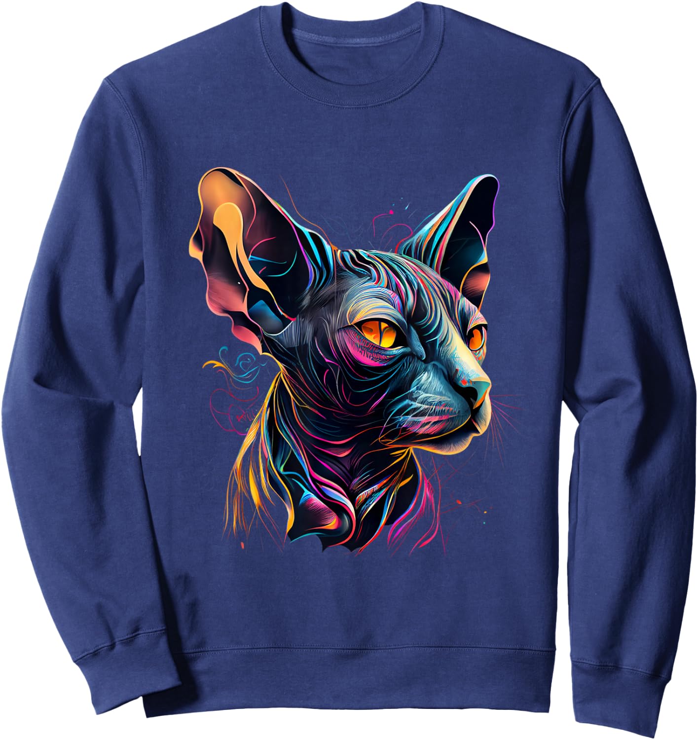 Sphynx Cat Lovers Colorful Pop Art Syphnx Cat Men Women Girls Kids Sweatshirt - Sweatshirt | Navy