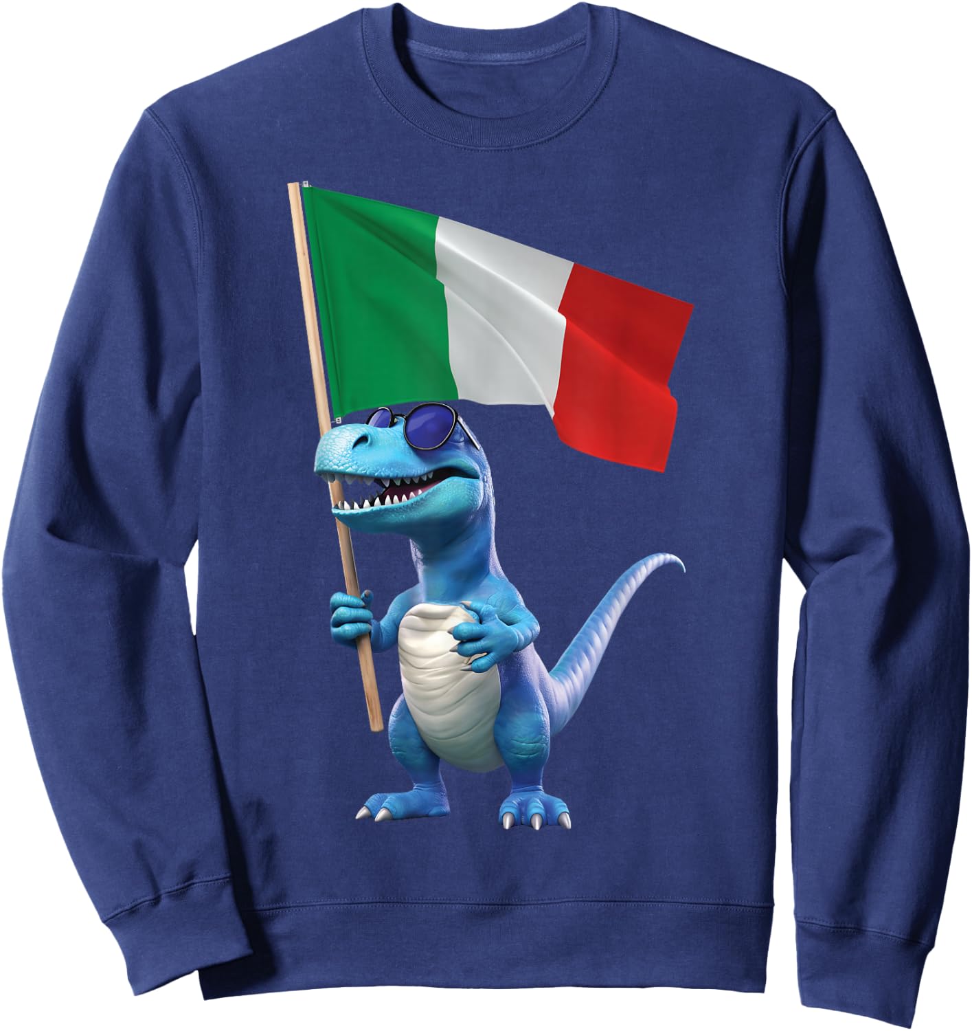 Italy Flag Dinosaur Italian Italia Rome Pizza Kids Trex Sweatshirt - Sweatshirt | Navy