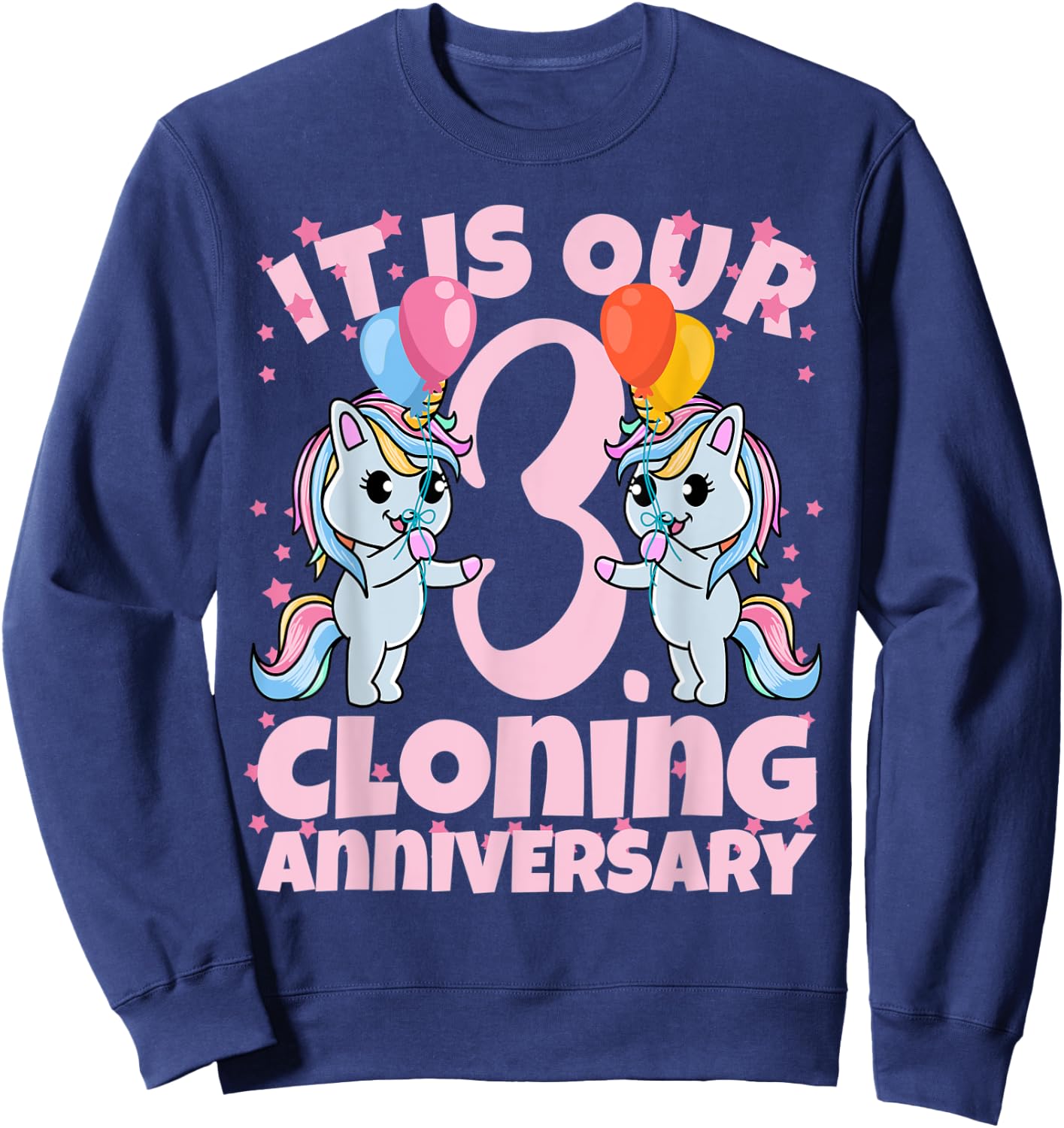 3rd Birthday Twins Girls Cloning Anniversary Sister Kids Sweatshirt - Sweatshirt | Navy