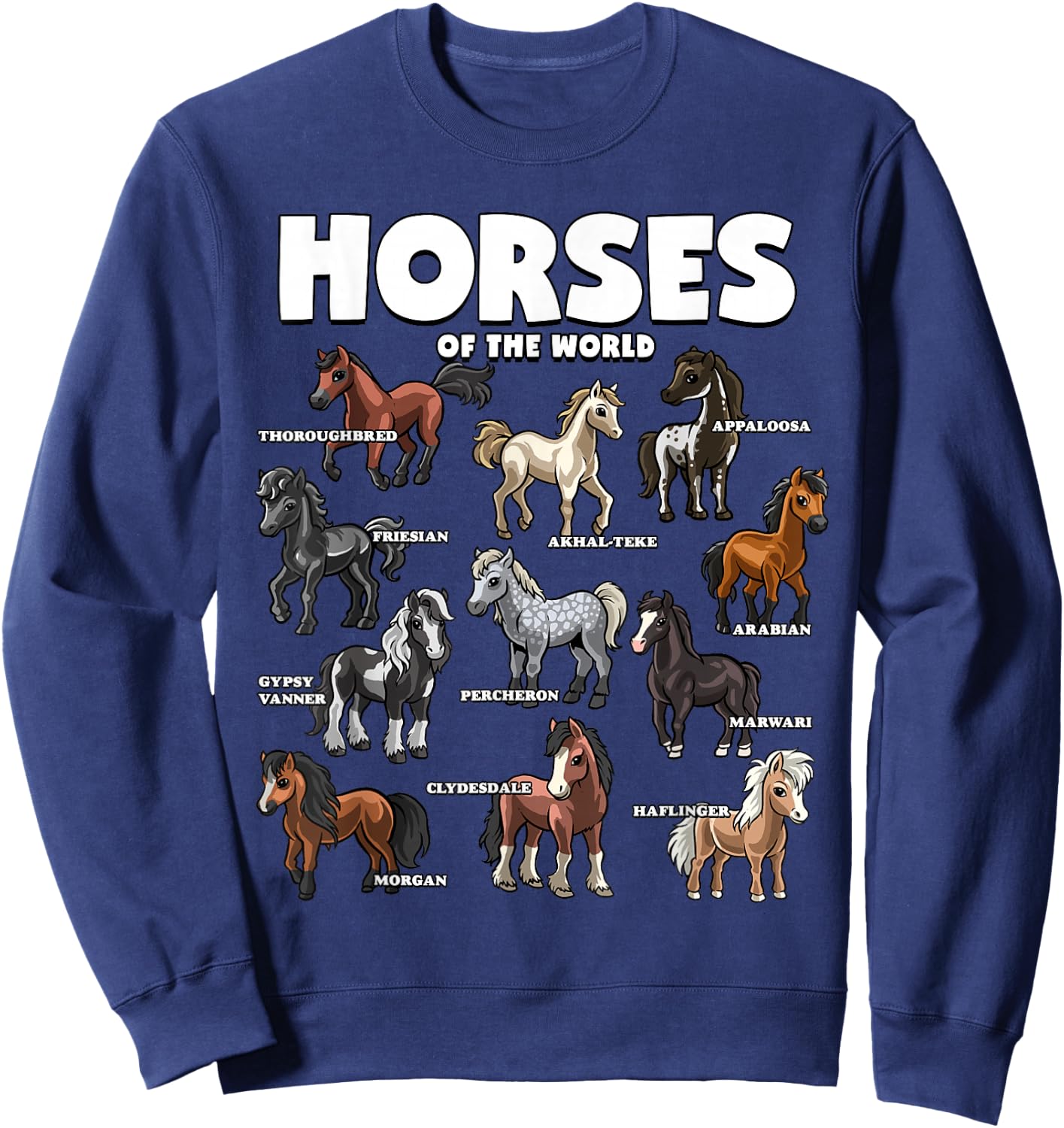Horse Shirt Horses Animals of the World Horse Lover Cowboy Sweatshirt - Sweatshirt | Navy