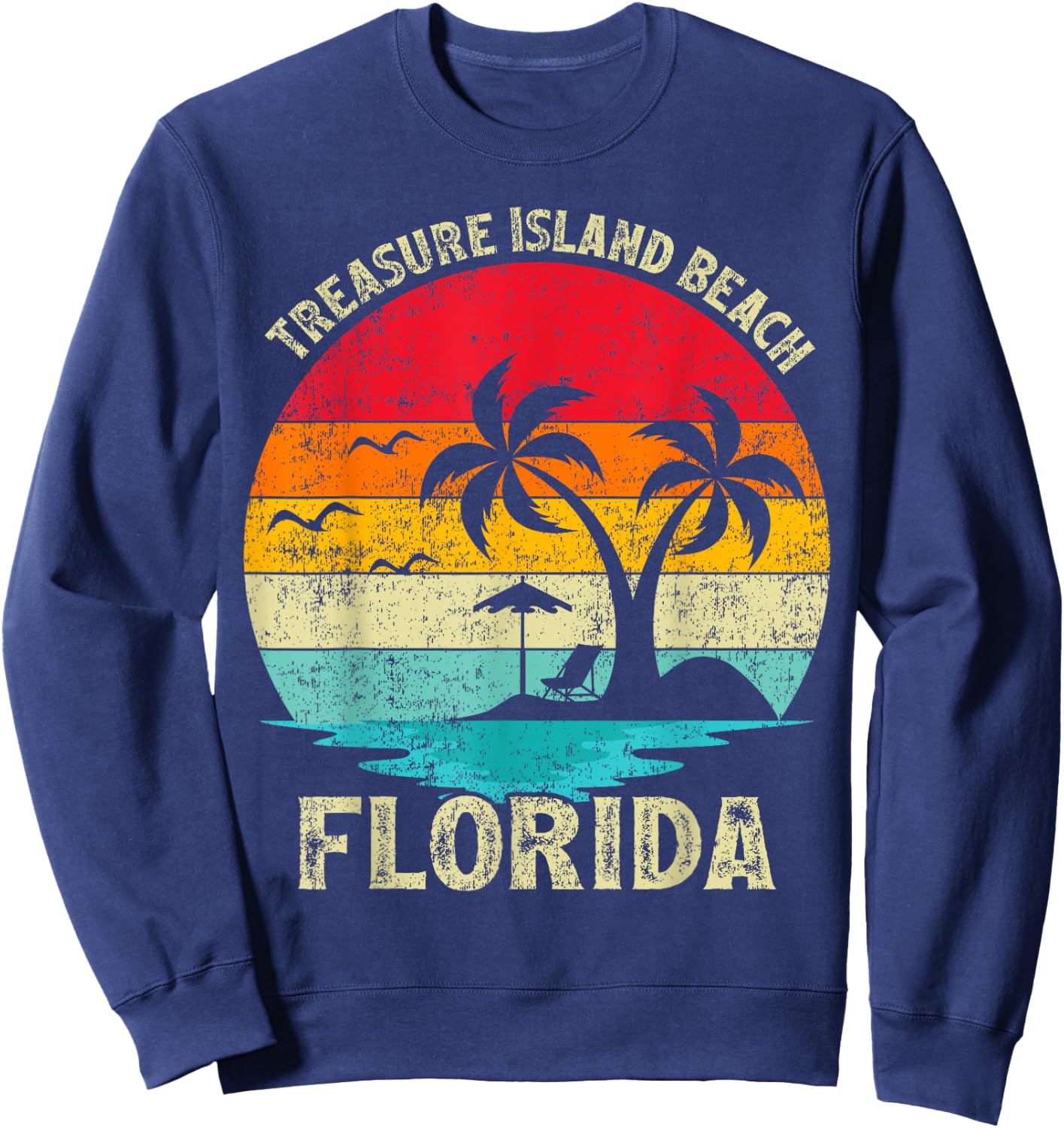 Family Vacation Vintage Retro Florida Treasure Island Beach Men Women Girls Kids Sweatshirt - Sweatshirt | Navy