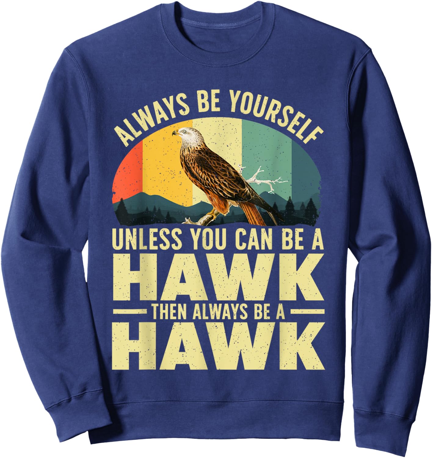 Funny Hawk Art Women Kids Falcon Raptor Bird Lover Sweatshirt - Sweatshirt | Navy