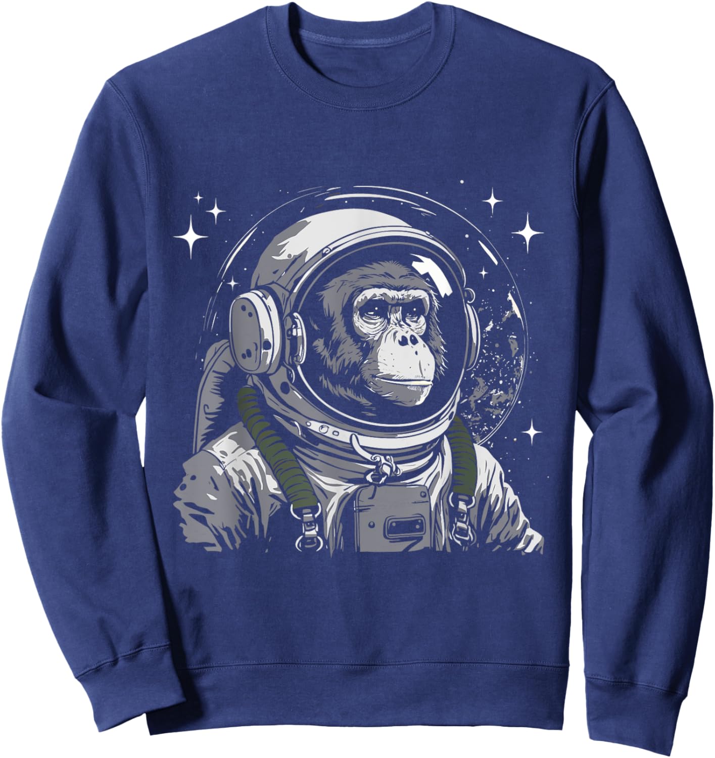 Vintage Astronaut Monkey - Primate Animal Lover Zookeeper Sweatshirt - Sweatshirt | Navy