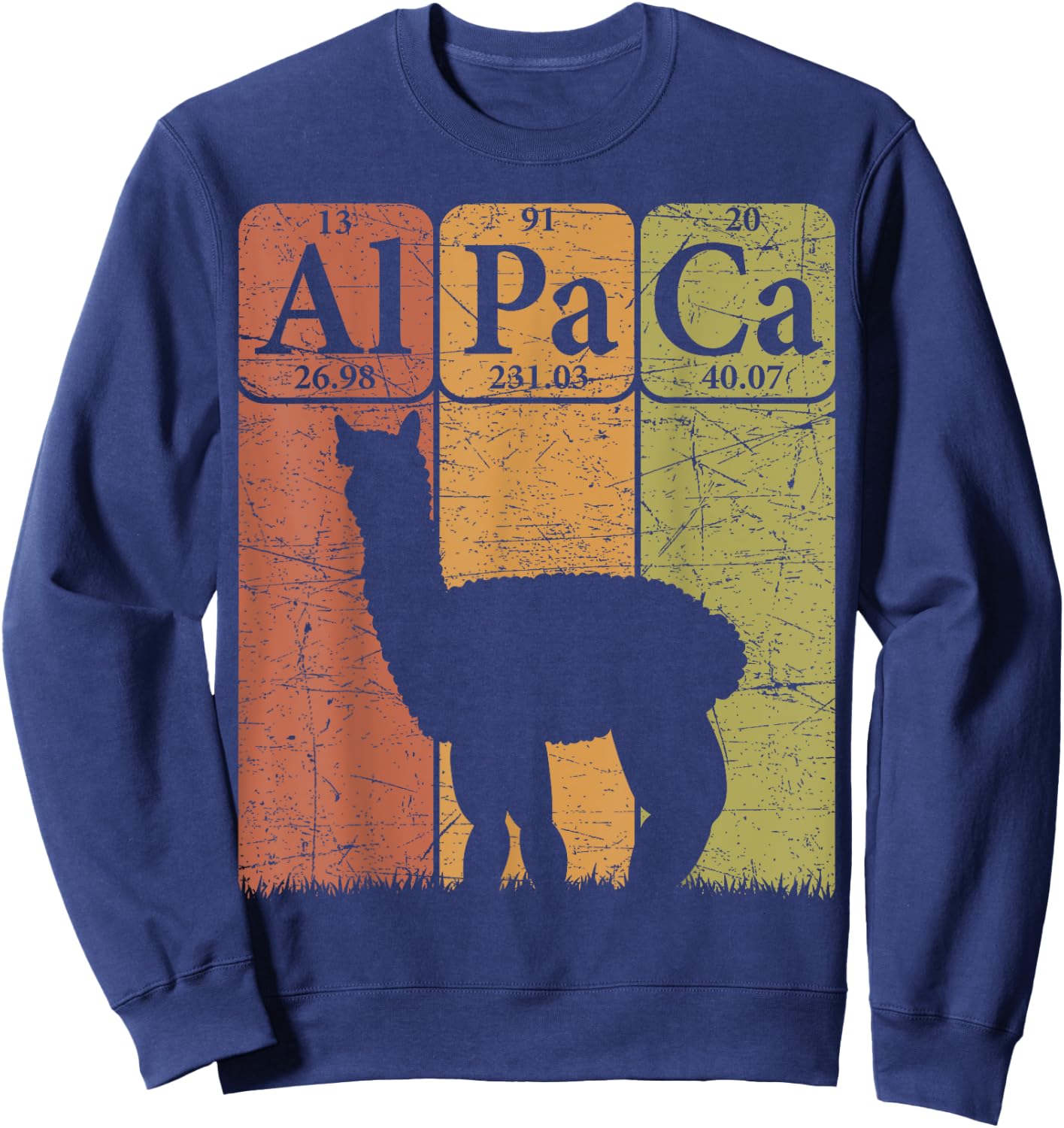 Alpaca Periodic Table Elements Llama Alpaca Vintage Sweatshirt - Sweatshirt | Navy