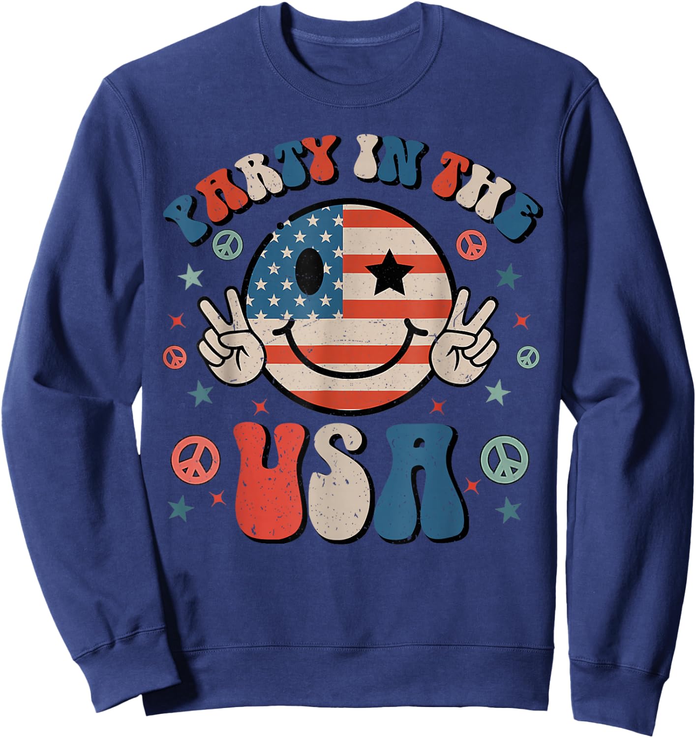 Party in The USA 4th of July Preppy Smile Kids Men Women Sweatshirt - Sweatshirt | Navy